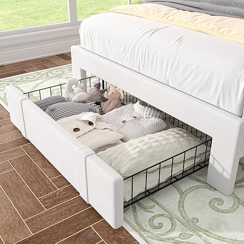 Miniatura 267 de VECELO Base de cama de tamaño matrimonial con cabecera tapizada ajustable, plataforma de listones de madera, diseño sin ruido, fácil montaje Negro
