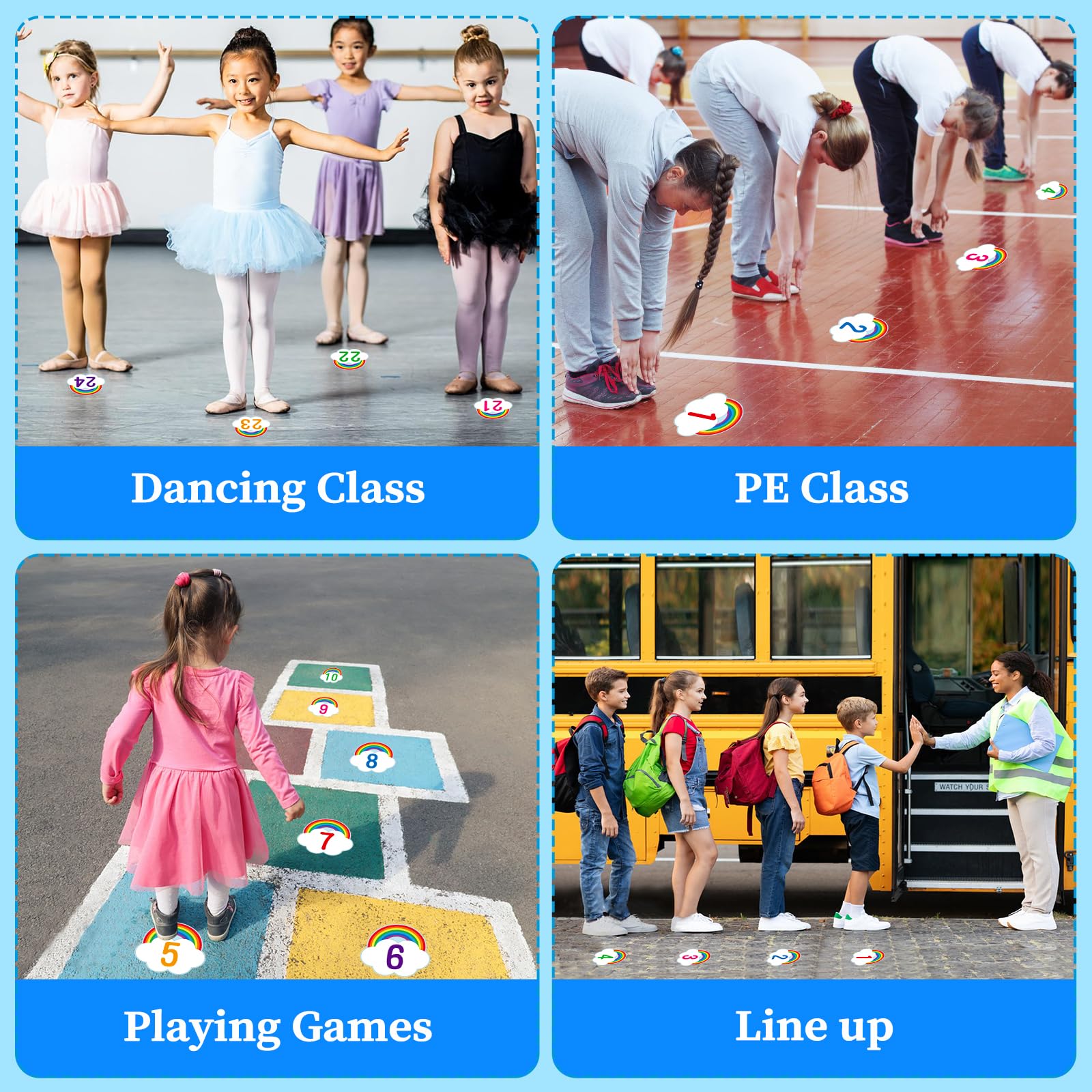 Number Stickers For Classroom WaaHome 36Pcs 4" Classroom Floor Line Up ...