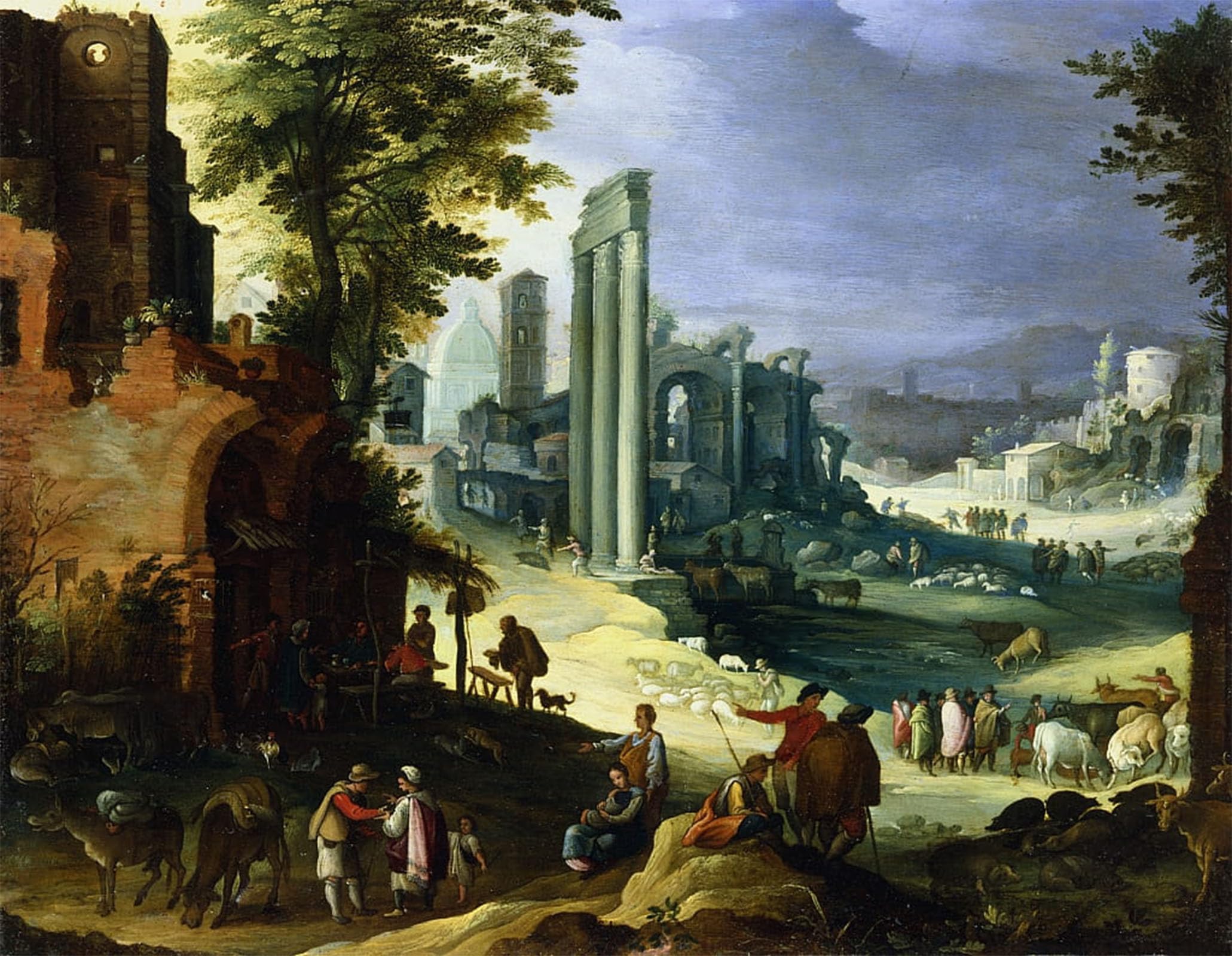 ARTXLXXBN Famous Print Painting Colorful Art Print View of by Paul Bril Canvas Art Decorations for Home Decor 60x90cm