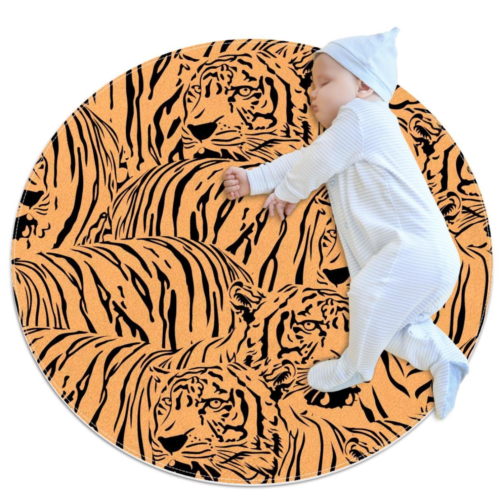 Tapis rond tigre sauvage camomille parfait pour décorer la chambre d'enfant