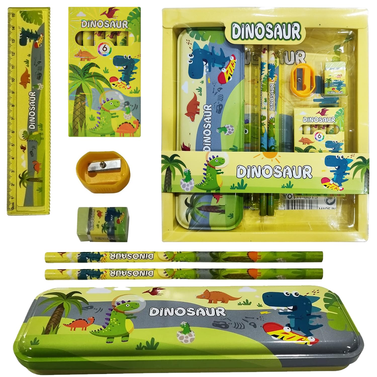 Party Propz Dinosaur Theme Stationary Set for Kids Green - 7Pcs Return Gifts Stationary Kit for Boys (B0B4P7MMWG) Amazon Price History, Amazon Price Tracker