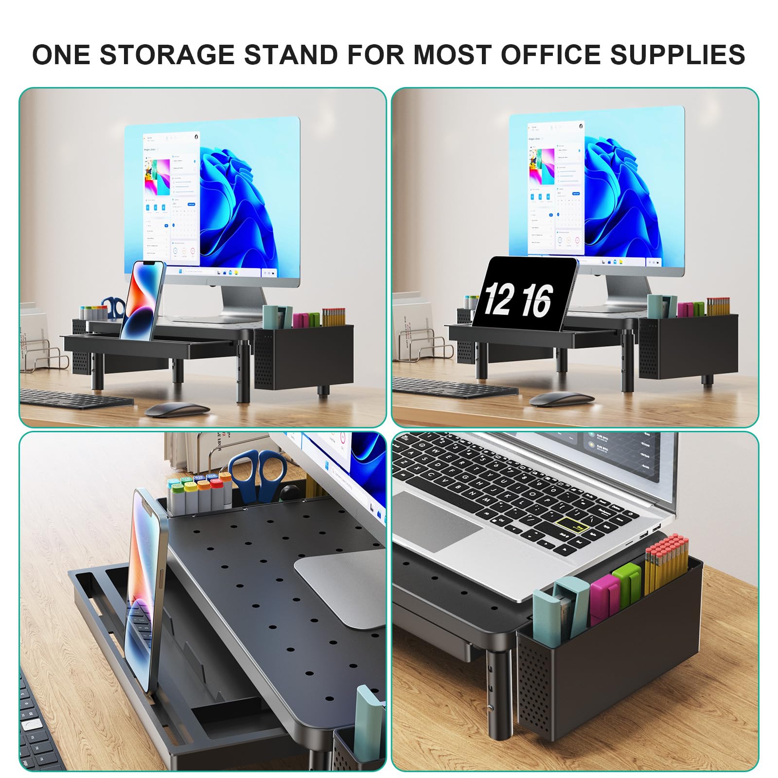 WALI Computer Monitor Stand with Storage and Pen Holder view 3