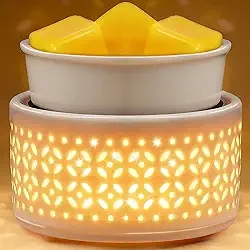 Aquecedor de cera de cerâmica com luz de 7 cores – Aquecedor elétrico de vela para derretimento perfumado, queimador de óleo de aquecimento PTC para casa, escritório, presente e decoração