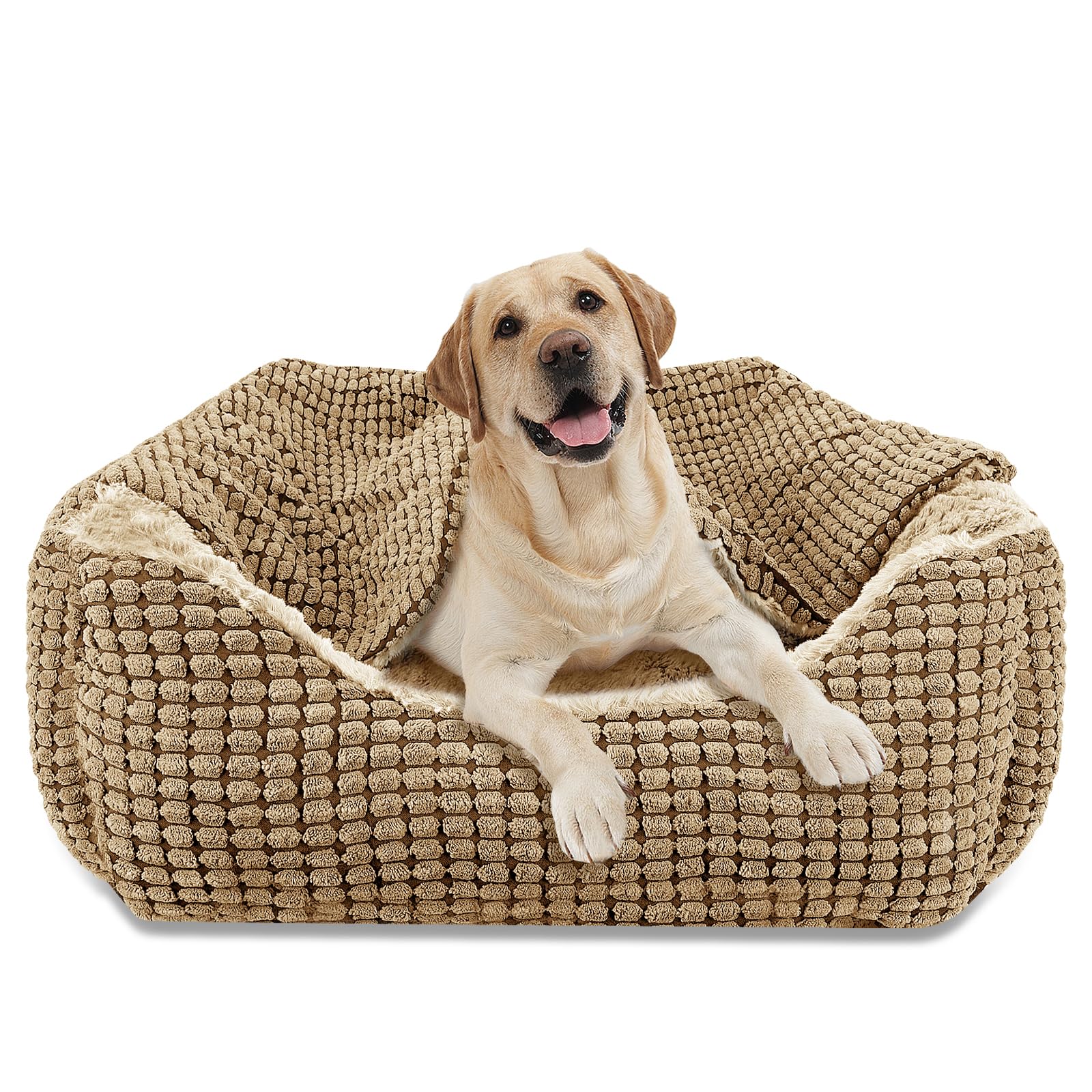 JOEJOY Rectangle XL Dog Bed Warm Hooded Dog Bed, Luxury Super Soft Pet Cave Bed Washable, Fits Up To 20/30/40/60lbs Pets