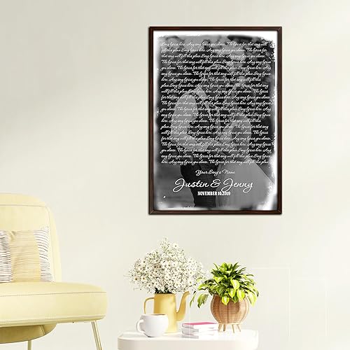 Vista 30 de Cartel de letras de canción de regalo personalizado para esposo, letras personalizadas y foto de pareja Wallart Letras de canciones de Wallart, arte
