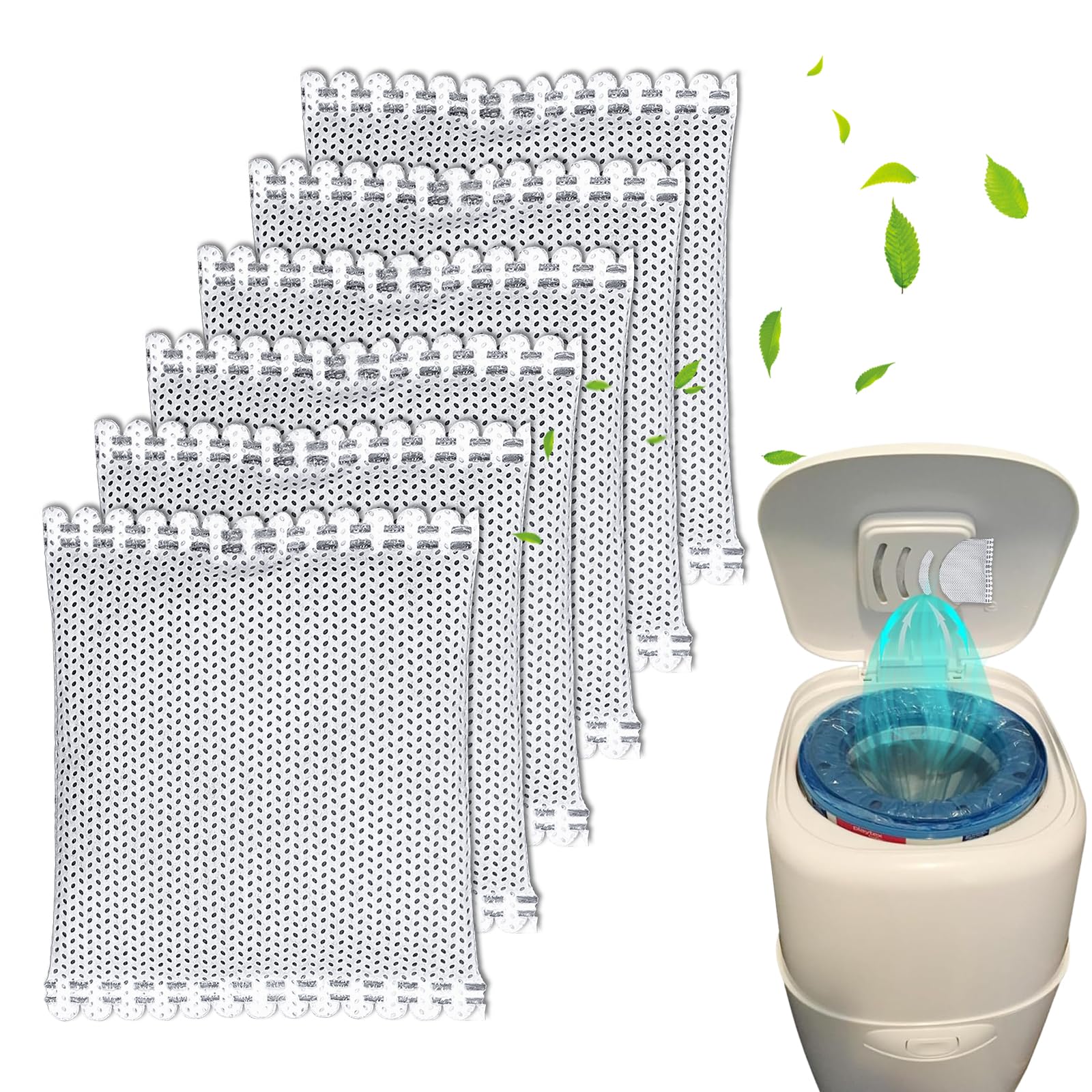 KeeTidy Diaper Pail Deodorizer Odor Absorber Carbon Filter Refill Compatible with Diaper Genie Complete Pail, 6 Pack