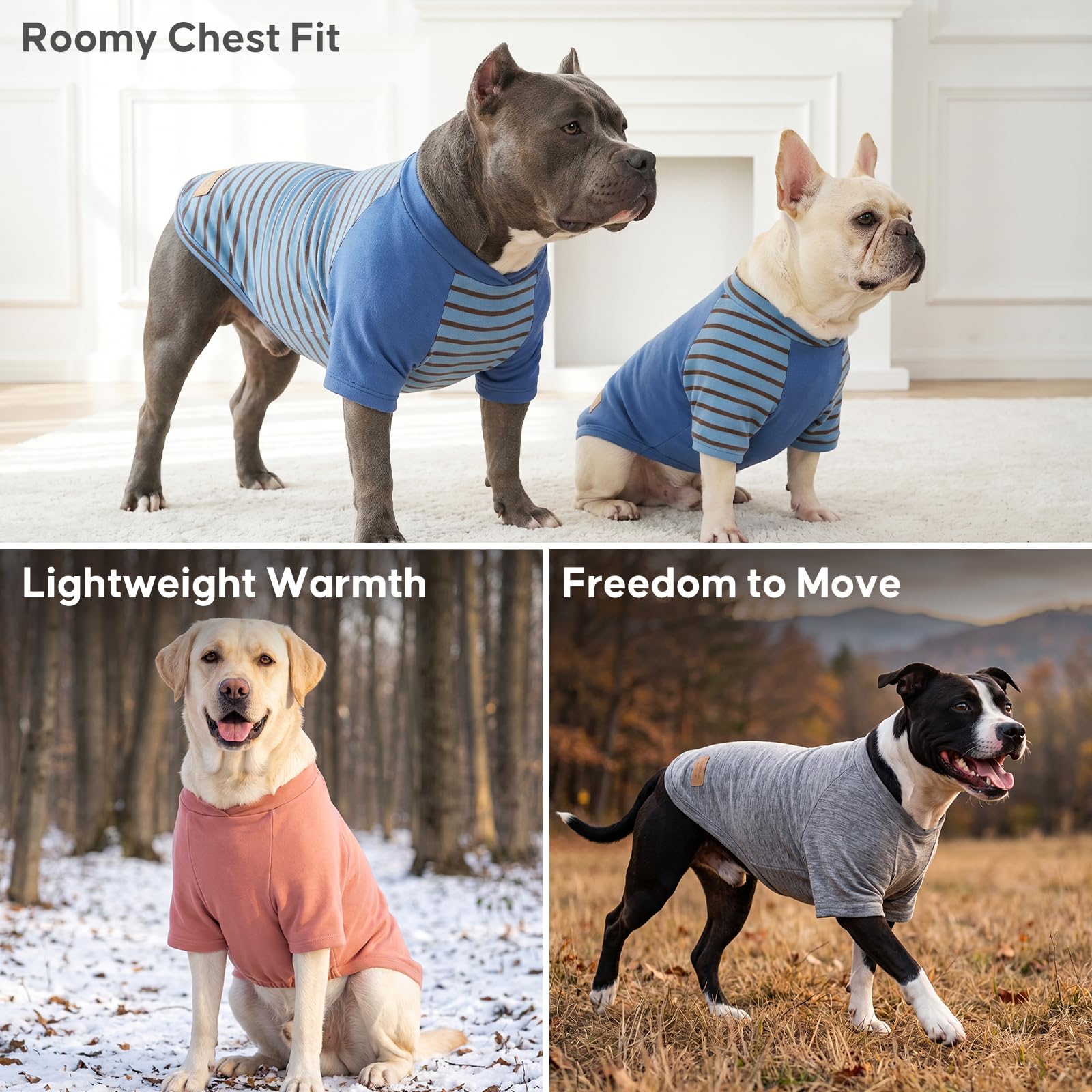 KYEESE Hundepullover, weiches Haustier-Sweatshirt, dehnbarer Pullover, Hundepullover für kleine, mittelgroße Hunde und Jungen, leichtes Fleece-Haustier-Shirt, Kleidung mit Ärmeln, Größe XL, 2 Stück