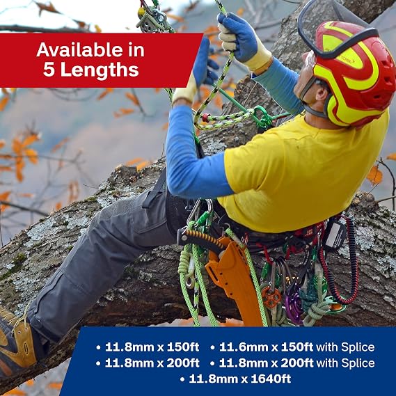 Teufelberger drenaLINE Climbing Rope 32-Strand Polyester Arborist Rope (11.8mm x 200ft, BlueOrangeYellow)