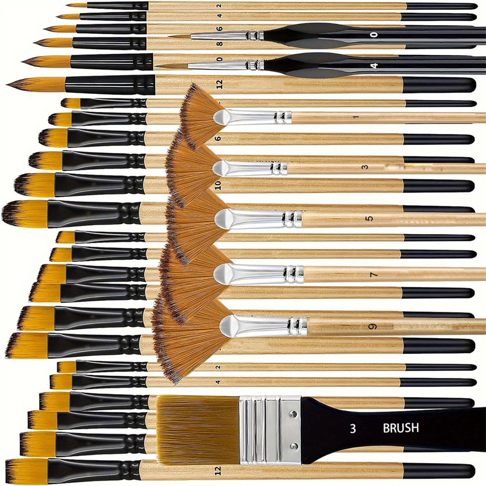 32Pcs Soft Nylon Bristles Painting Brush Set for Beginners Gouache Acrylic Watercolor Art Acrylic Oil Watercolor Brush