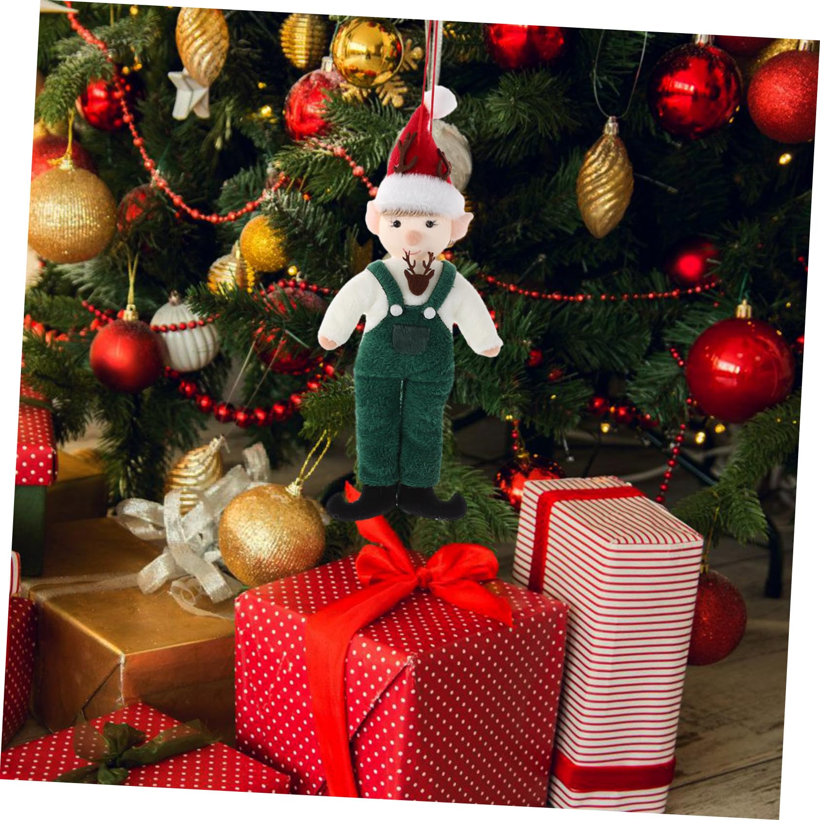 ABOOFAN 6 Piezas Decoración De De Ángel Adorno De Árbol De De Navidad Adornos Colgantes para Arbol De Navidad Estatuilla De De Peluche Estatua De Duende Navideño Paño Verde