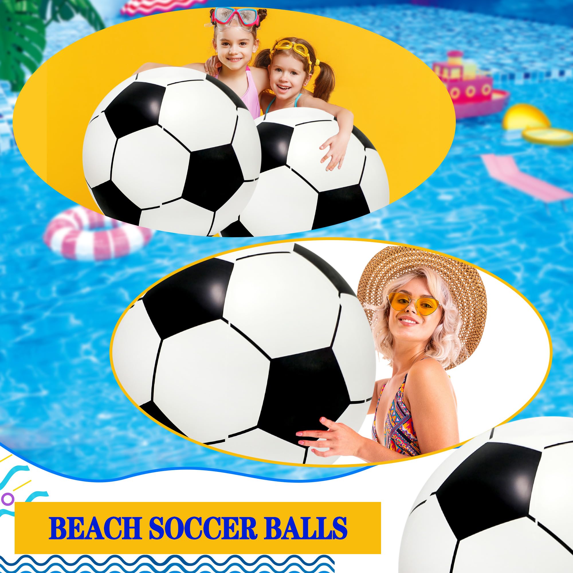 Sonarun 2 Pack 24 Inch Large Inflatable Soccer Balls Giant Beach Game Balls Jumbo Blow Up Soccer Balls Toys for Soccer Ball Sports Outdoor Summer Pool Beach Party Favors - Image 4