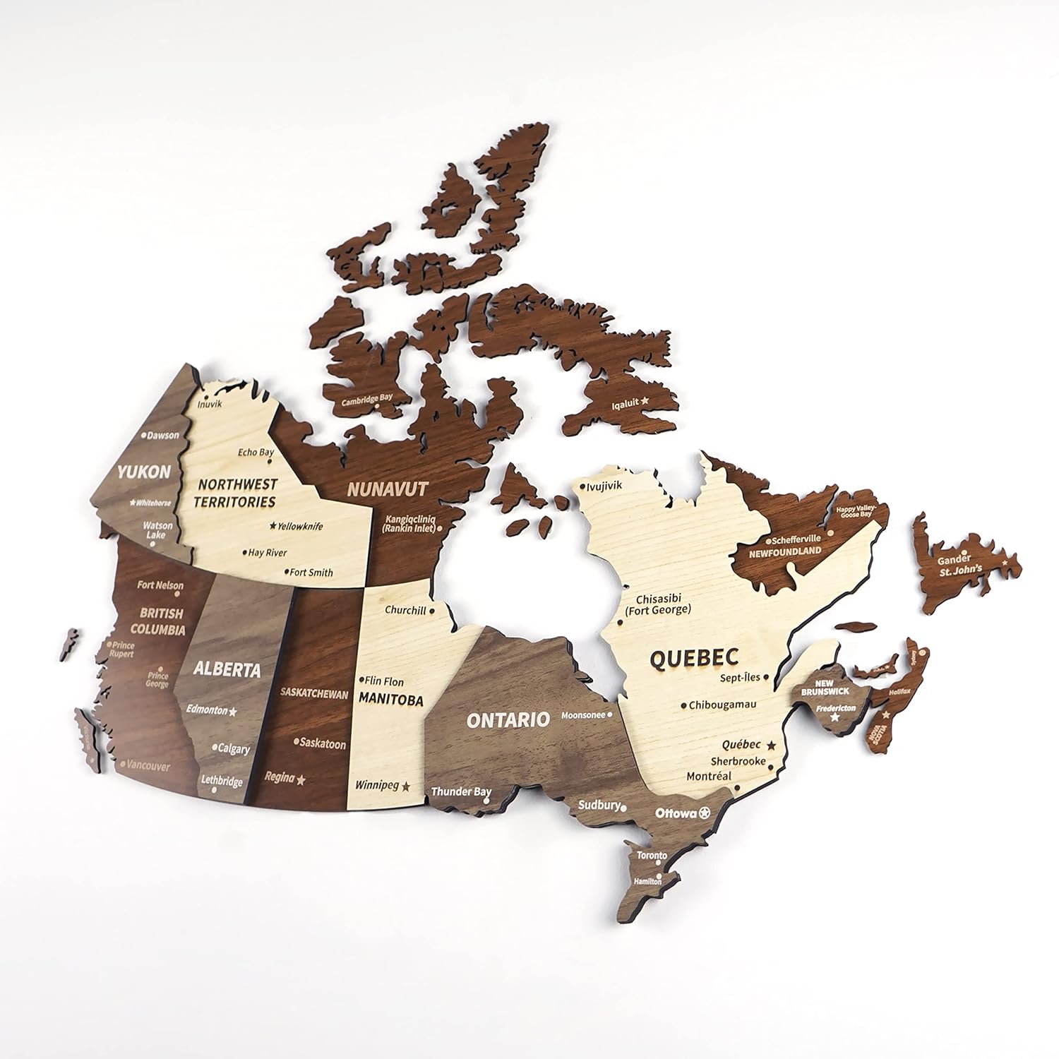 Colorfull Worlds Multilayered Wooden 3D Canada Map, Gift for Canadian Friend, Canada Wall Decor, Map for Traveller (15.7x13.8 inches)