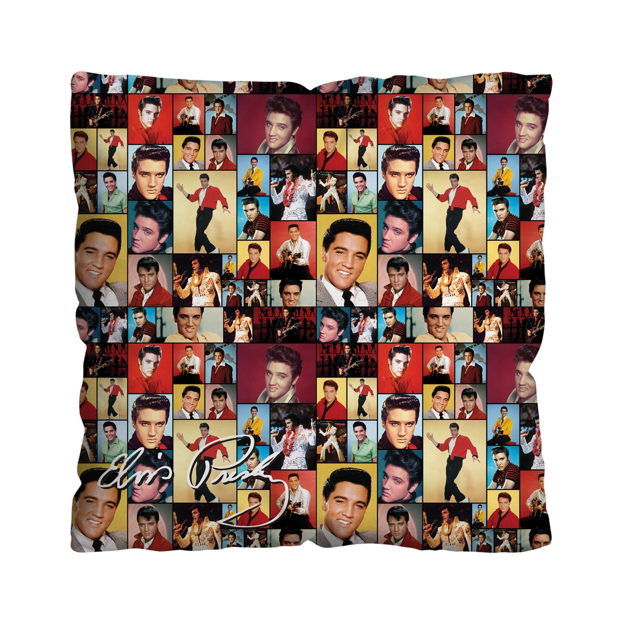 L&S Prints Foam Designs Multicoloured Elvis Presley Coloured Montage Design 18X18 Inch Celebrity Cushion