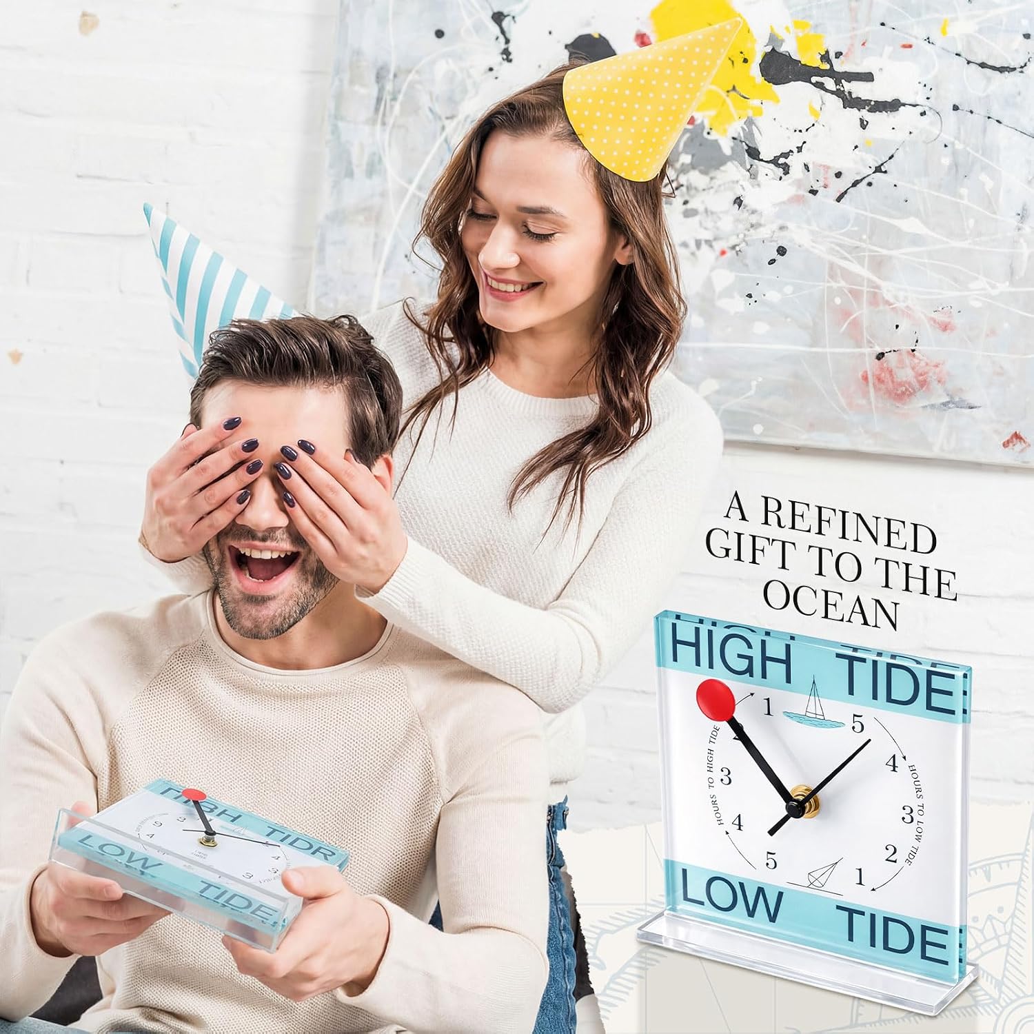 Kenning Classic Tide Clocks for East Coast with Water Resistant Acrylic Case, Accurate Tide Watch for Beach House, Boat & Coastal Home Decor