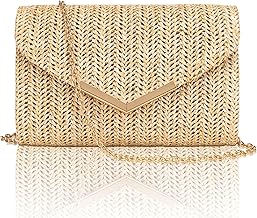 Larcenciel Women's Clutches, Elegant Envelope Clutch Bags for Women w/Chain, Minimalist Shoulder Crossbody Bag, 21x13x5CM