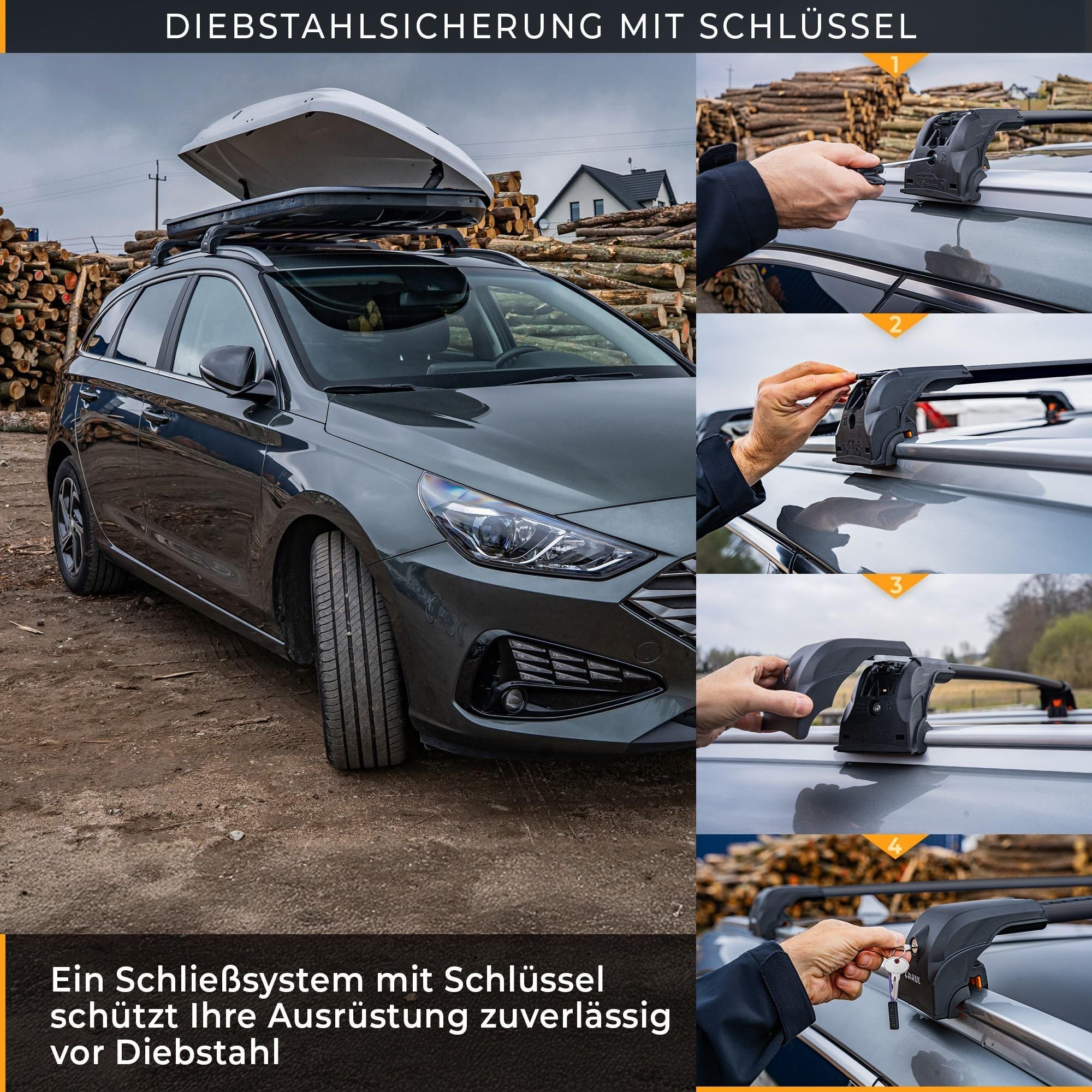 CHROMEMASTER Dachgepäckträger Relingträger Dachträger Kompatibel mit BYD Seal U 2024+ ; Dient der Montage von Dachboxen, Fahrradträger, Leiter | Dachgepäckträger Für Urlaub, Reisen Und Alltag