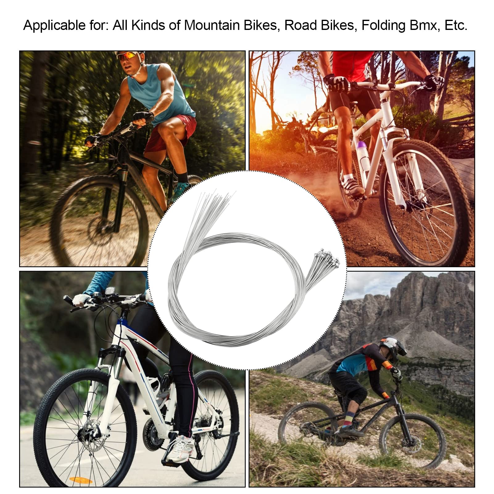 Câble de Frein de Vélo en Acier Inoxydable, Haute Performance, Rouleau en Plastique, 50 Pièces pour Vélos de Montagne, Diamètre 1,2 Mm, Longueur 1700 Mm