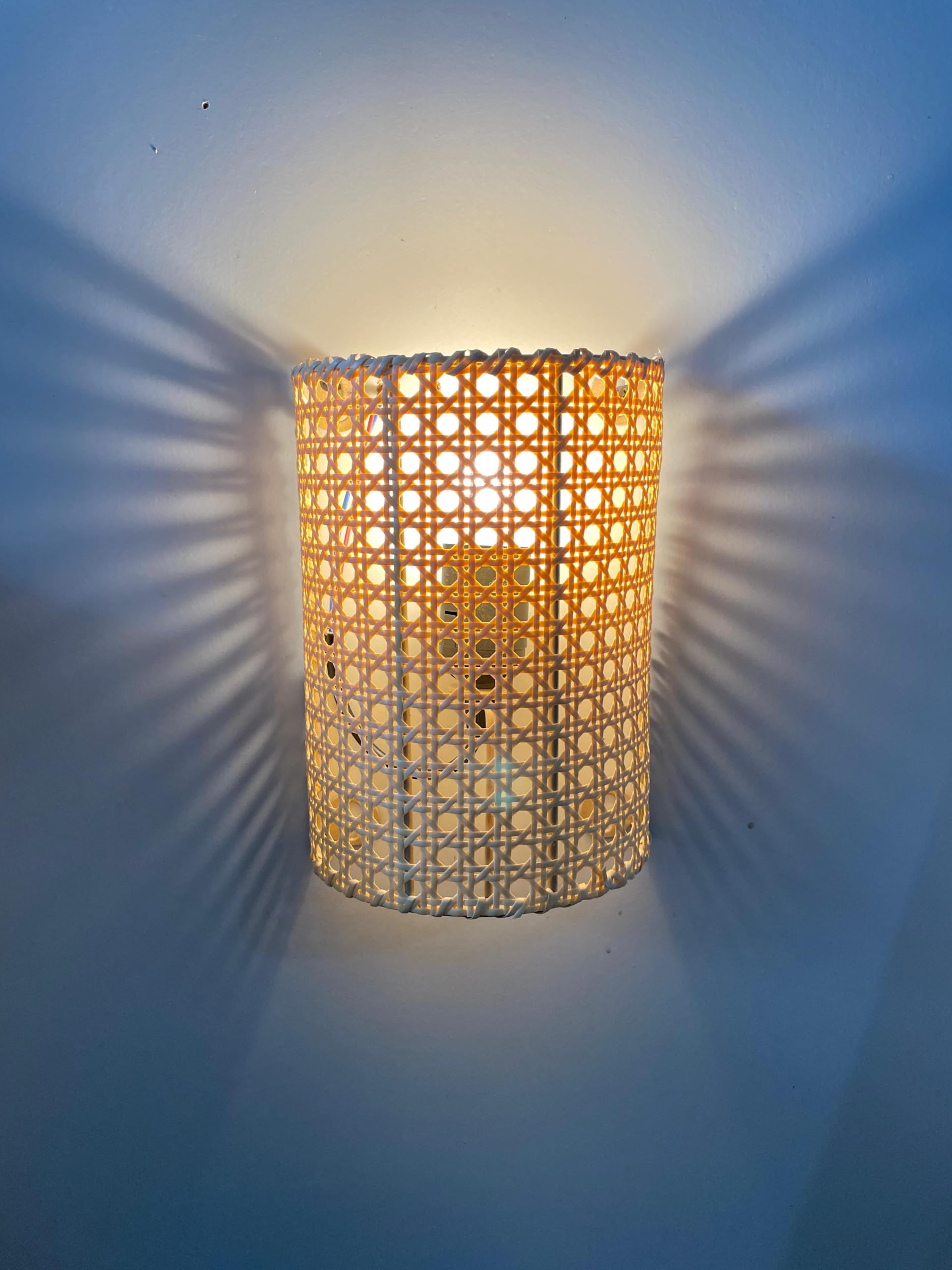 A J Quality Rattan Sheet Cane Webbing Bamboo Premium Wall Light for Indoor Lighting (6" x 8.5" H) (Bulb not Included)-image-7