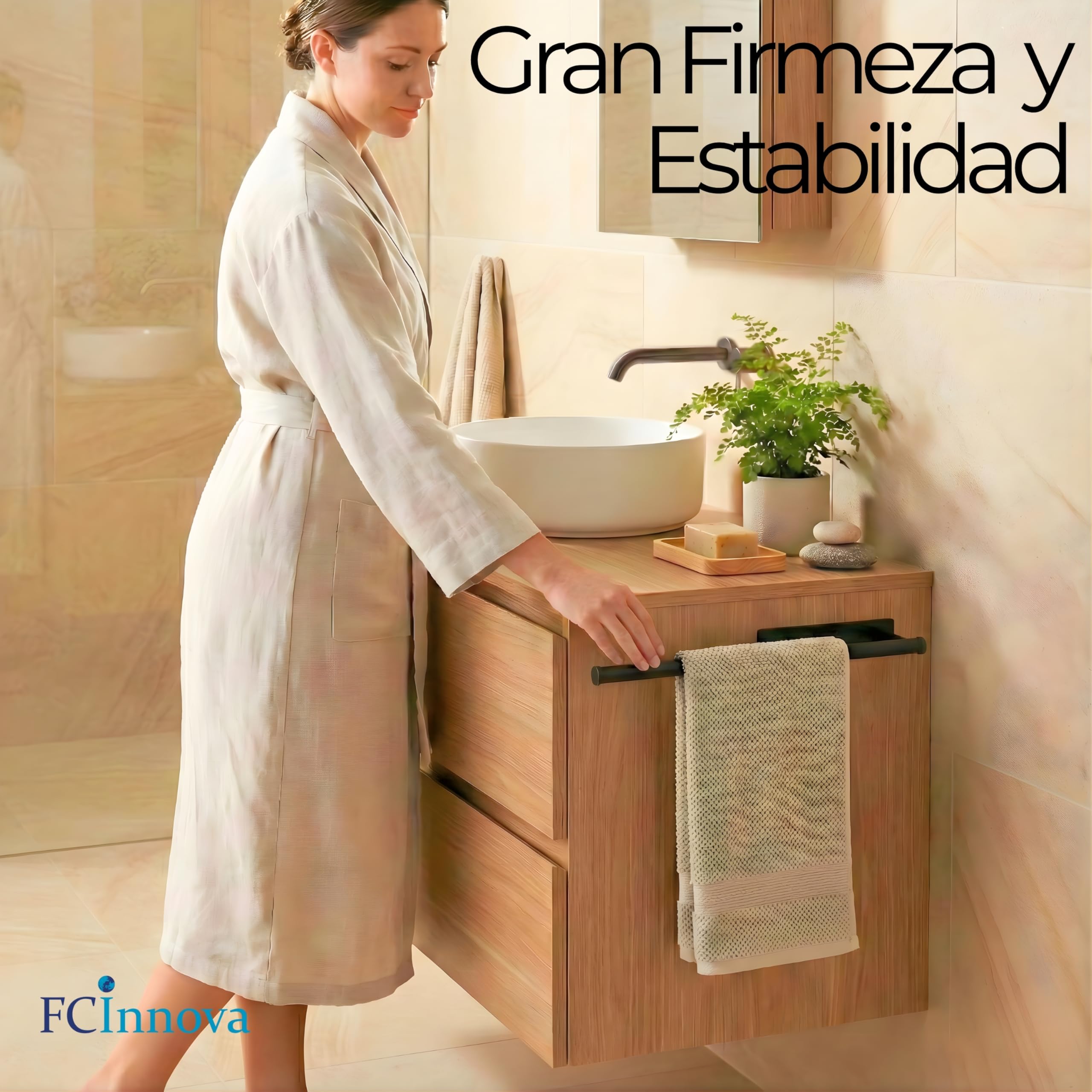 Toallero Adhesivo Baño sin Taladro Negro Mate de 43cm Fabricado en Acero Inoxidable 304 Resistente a la Humedad y al oxido Toallero sin Taladro de Facil Instalación y Fuerte fiajación Adhesiva 3M