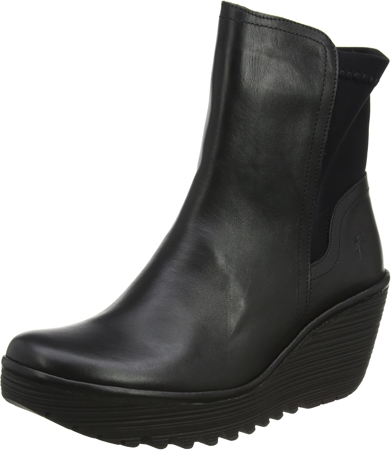 FLY London Womens Yuan Casual Winter Wedges Fashion Leather Ankle Boots - Black - 11