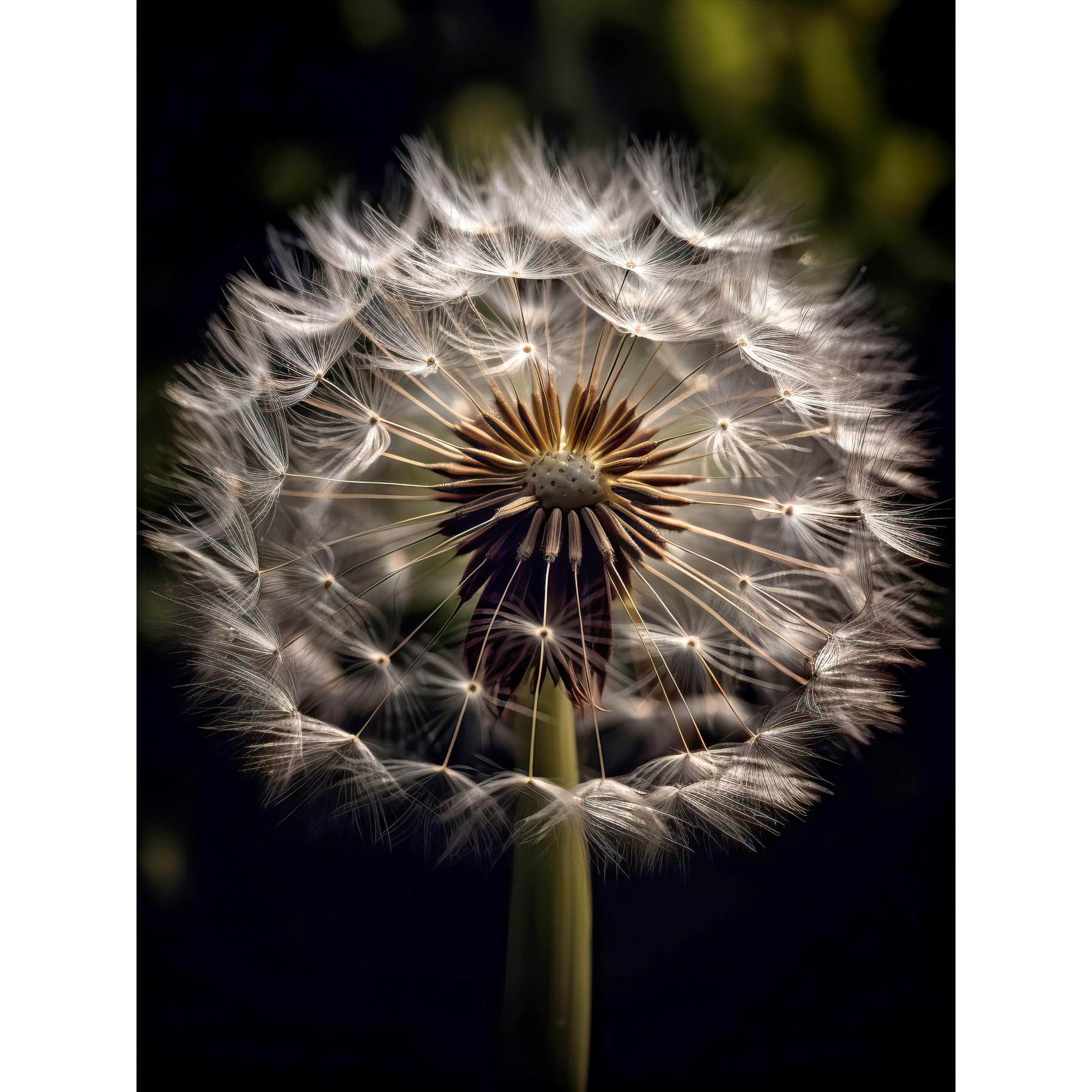 Artery8 Dandelion Flower Pappus Macro Photograph Dark Close Up Detail Extra Large XL Wall Art Poster Print