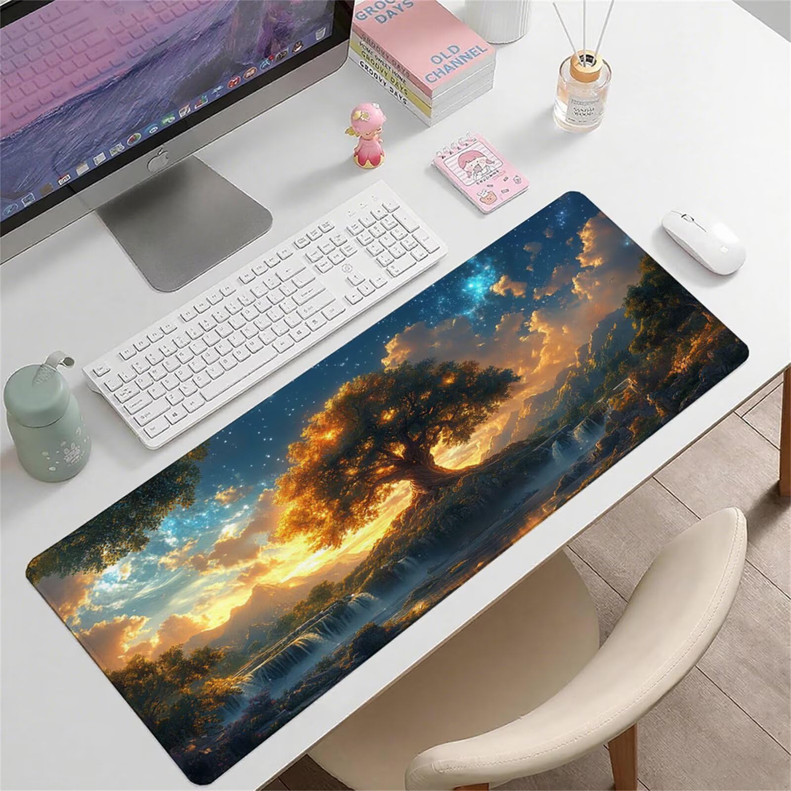 Niebieska podkładka pod mysz XXL 1600 x 800 x 3 mm uchwyt na biurko akcesoria antypoślizgowa gumowa podstawa i zszyte krawędzie podkładka pod mysz dla graczy do dekoracji biura dekoracyjnego, prezenty