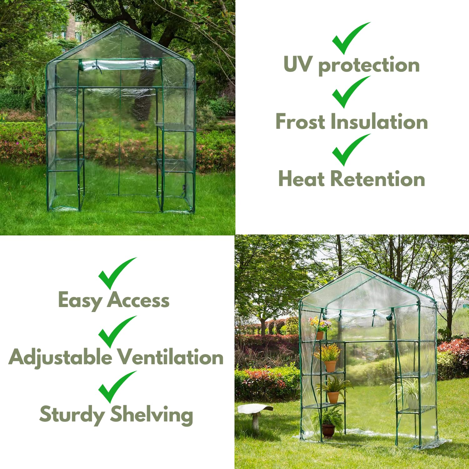 Garden Mile® Jardín crecer Walk In Invernadero Poly Cloche Seedling Tunnel Tomate para vegetales Fruta Planta Crecimiento Protección contra heladas Estación de plantación Tienda de campaña Propagador
