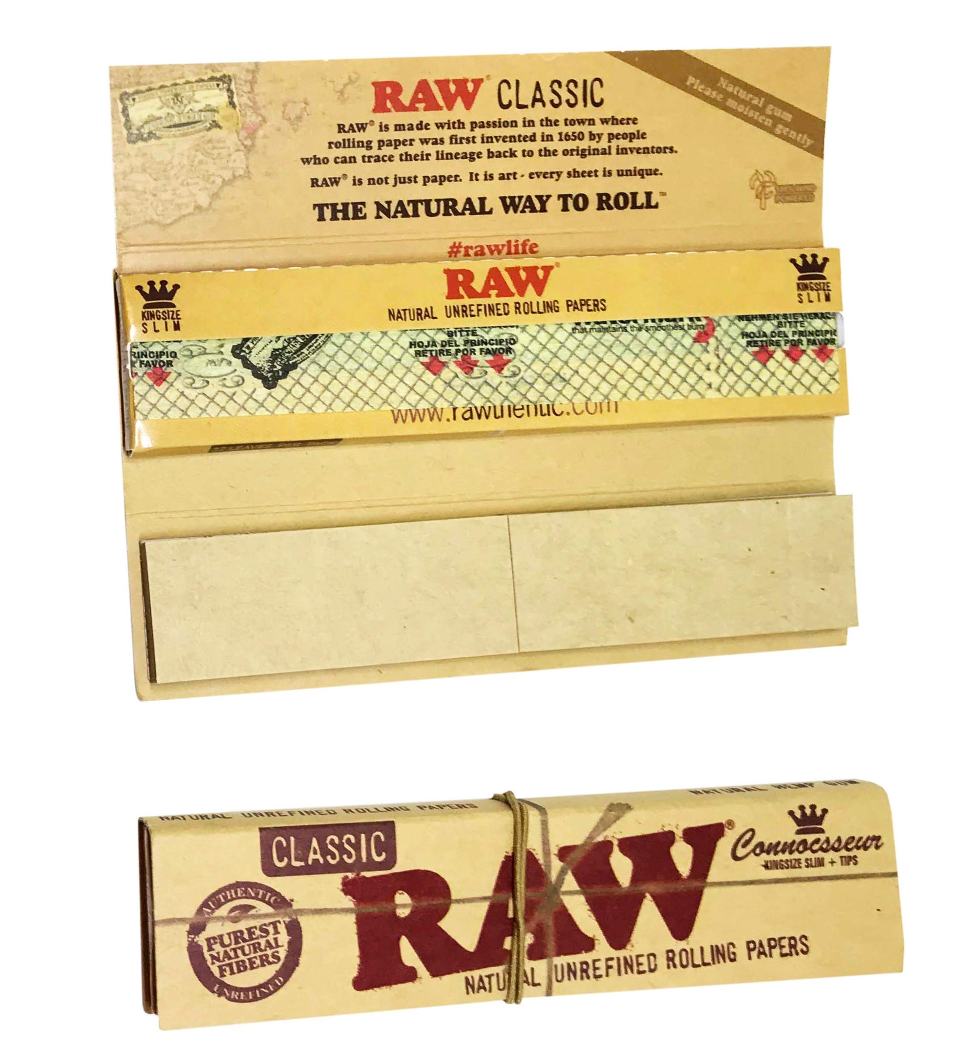 The Smoqe Shop RAW 32 Smoking Paper + 32 Filter Tips Brown King Size Slim Smoking Paper by Treasure House.