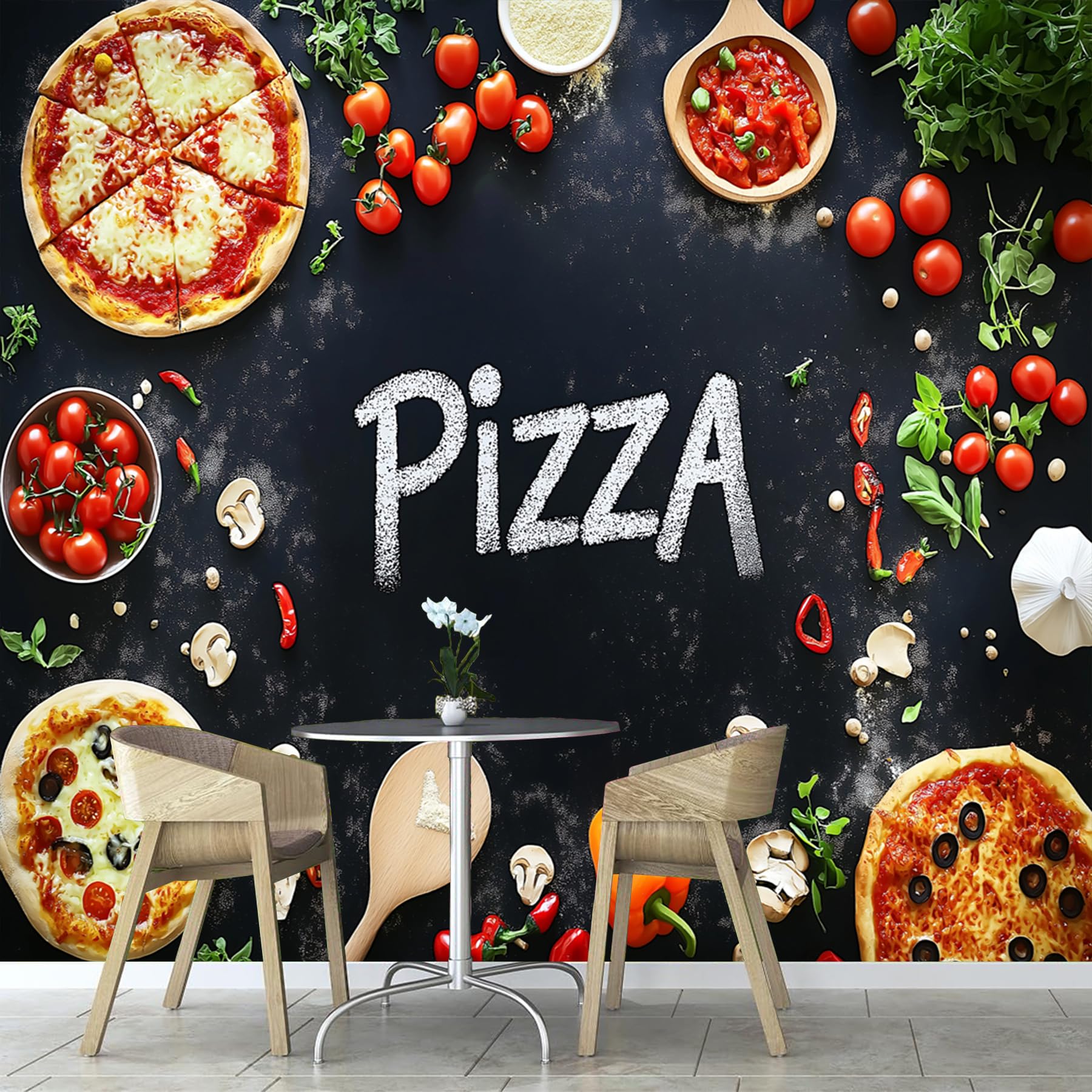 3D Carta Da Parati Fotografica Pizzeria Buon Cibo, Negozio Di Pizza Design Carta per Pareti Soggiorno Camera Da Letto Sala Fotomurali In Seta Tessuto per Camera Letto 450×315 cm