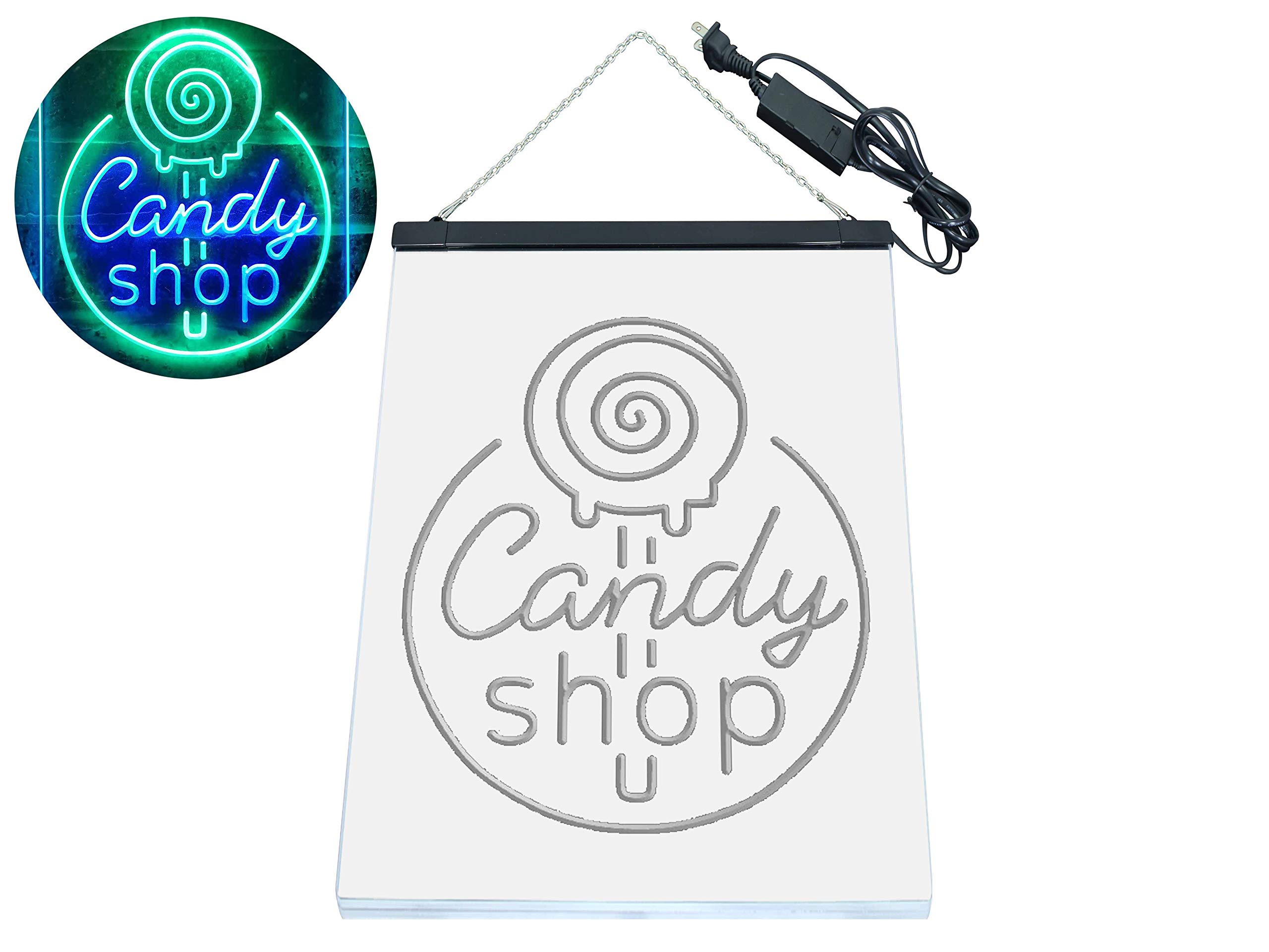 ADVPRO Candy Shop Sweet Kid Room Dual Color LED Enseigne Lumineuse Neon Sign Vert et Bleu 300 x 400mm st6s34-i3219-gb
