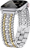 Minyee Studded Stainless Steel Apple Watch Band for Women - Fancy Metal Link Bracelet Fits 38-49mm Series 1-11, SE, Ultra