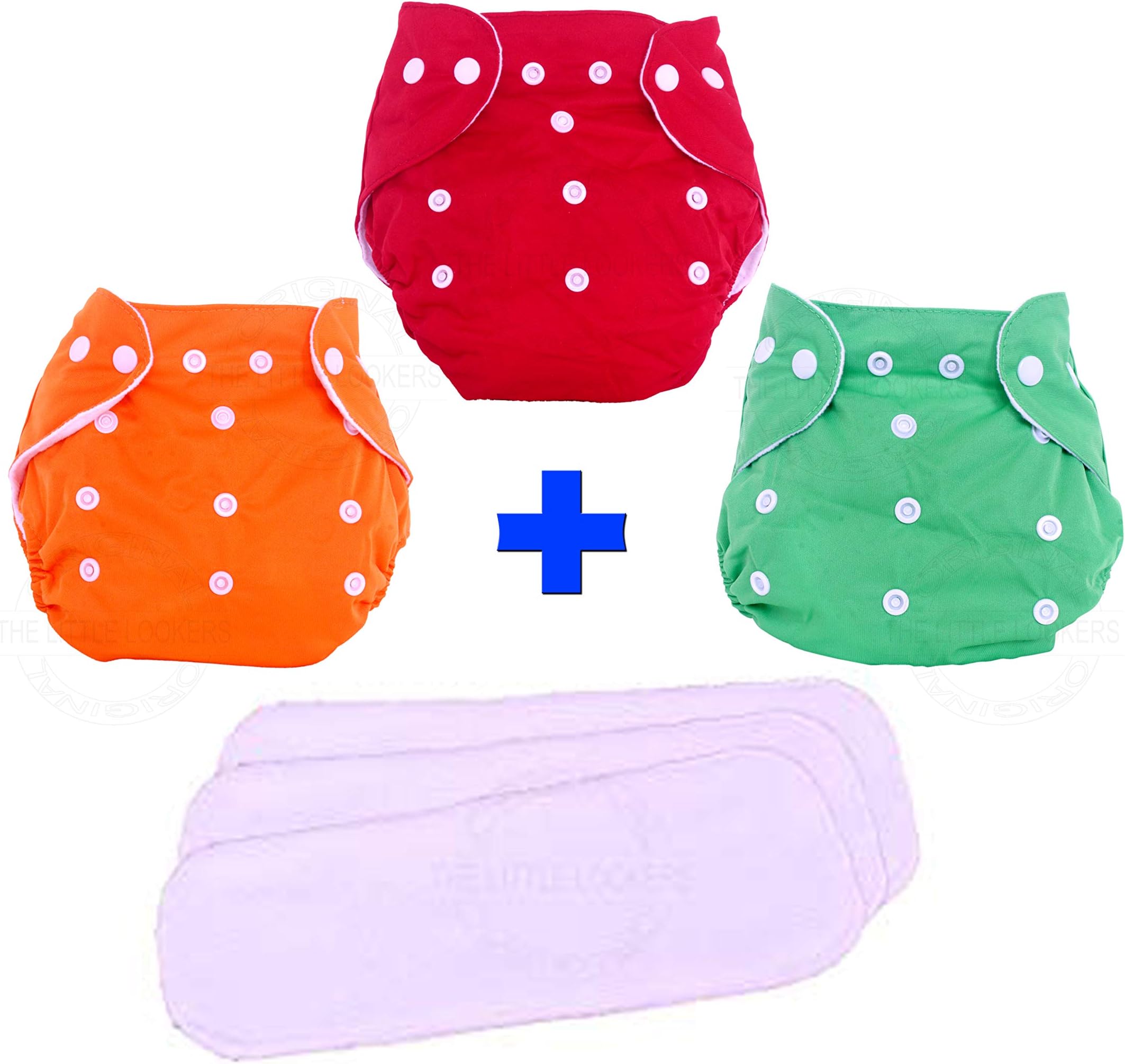 Adjustable Cotton Pocket Diapers & Reusable Baby Washable Cloth Diaper Nappies with Wet-Free Inserts for Babies/Infants/Toddlers |Age 0 to 2 Years|Pack of 3 (Random Colors)
