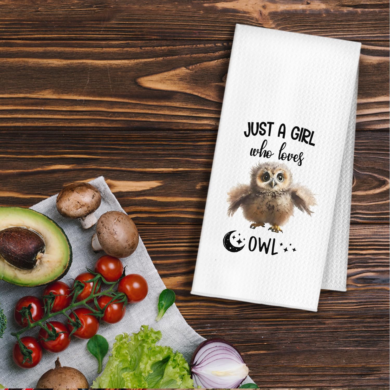 Witchy Moon Owl Kitchen Towels, Gifts for Owls Lovers Dish Tea Towels, Just a Girl Who Loves Owl Decorative Hand Towel for Bathroom Kitchen, 16x24 Inch - Image 4