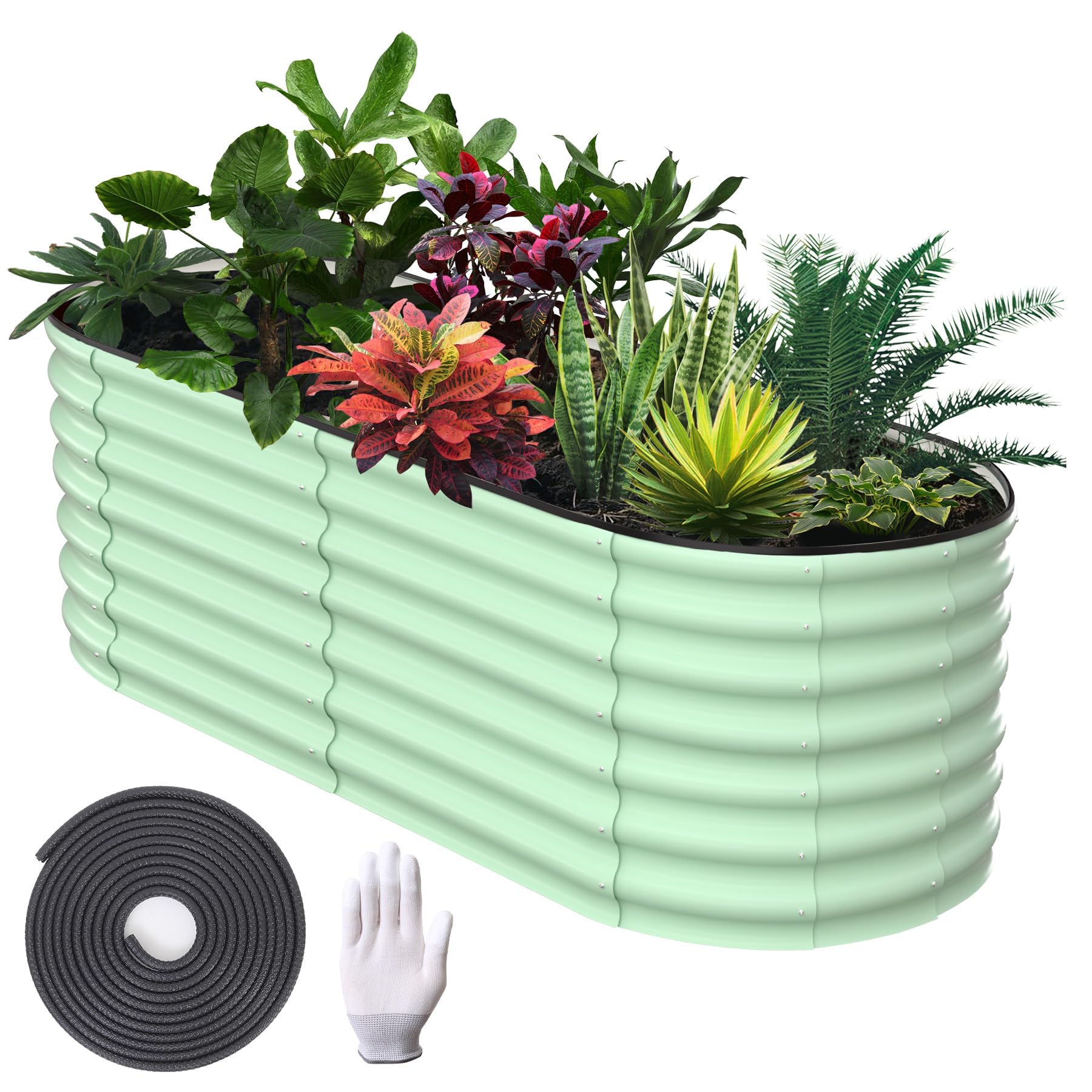 AffinityFurn Galvanized Raised Garden Bed, 183 x 91 x 61cm Outdoor Raised Planters, Planter Garden Boxes Outdoor, Bottomless Galvanised Steel Planter Box for Plants Flowers Herbs Vegetables