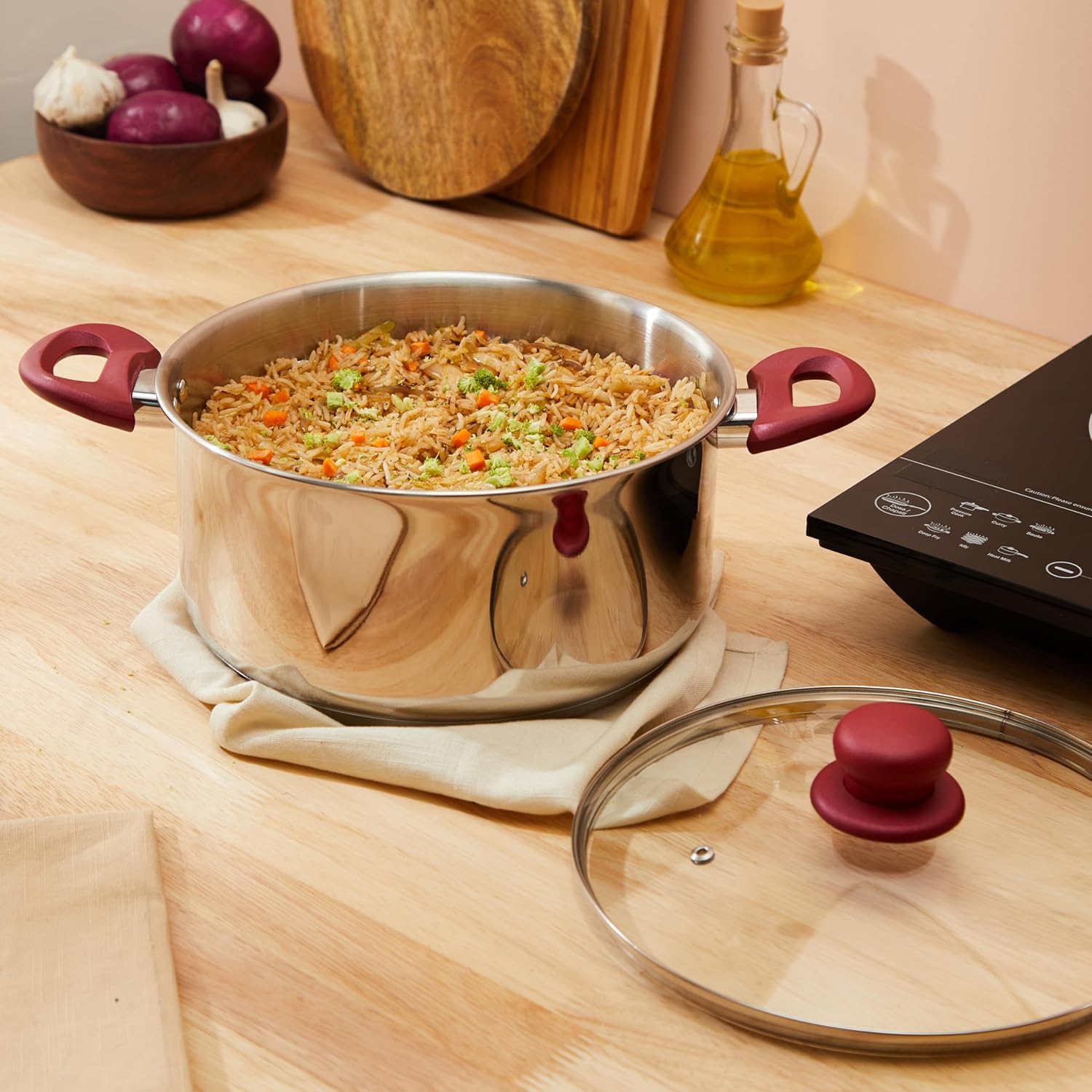 Amazon Brand - Solimo Stainless Steel Casserole with Glass Lid | Impact-Forged Bottom | Soft-Touch Handle | Dishwasher-safe | 24 cm offers donot miss 3 Amazon Brand - Solimo Stainless Steel Casserole with Glass Lid | Impact-Forged Bottom | Soft-Touch Handle | Dishwasher-safe | 24 cm offers donot miss
