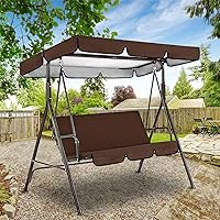 Vista 2 de Juego de cubierta superior impermeable para patio, cubierta superior de repuesto + funda de cojín para columpio para patio, columpio, jardín, Marrón