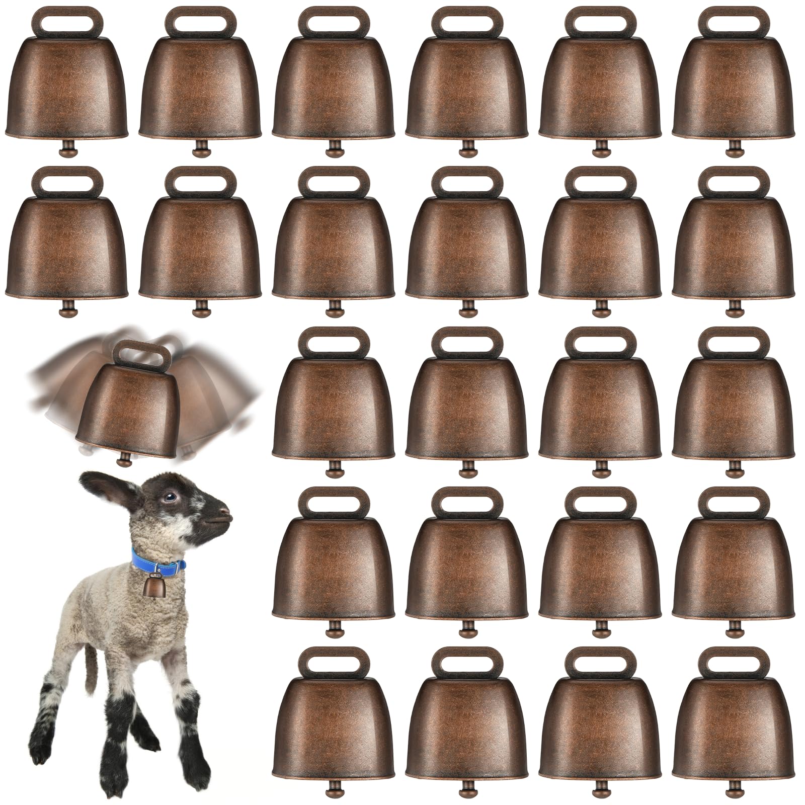 24 PCS Grazing Copper Bells Vintage Craft Bells Anti-Lost Animal