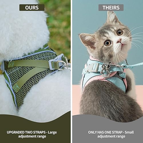 Miniatura 10 de AIITLE Arnés para cachorros para perros pequeños, arnés ligero de malla de aire para cachorros, arnés para perro con correa, chaleco acolchado sin