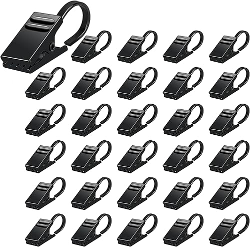VRSS Clips negros para colgar cortinas, clips de gancho para decoración del hogar para sostener fotos, exhibición de manualidades, tira de luces de