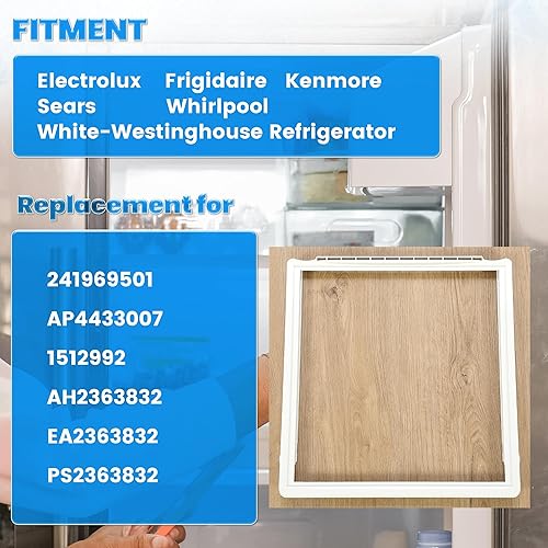 Miniatura 2 de Kojem 241969501 Marco de estante para refrigerador con vidrio compatible con Electrolux Frigidaire Kenmore Whirlpool Refrigerador Crisper Pan Cover