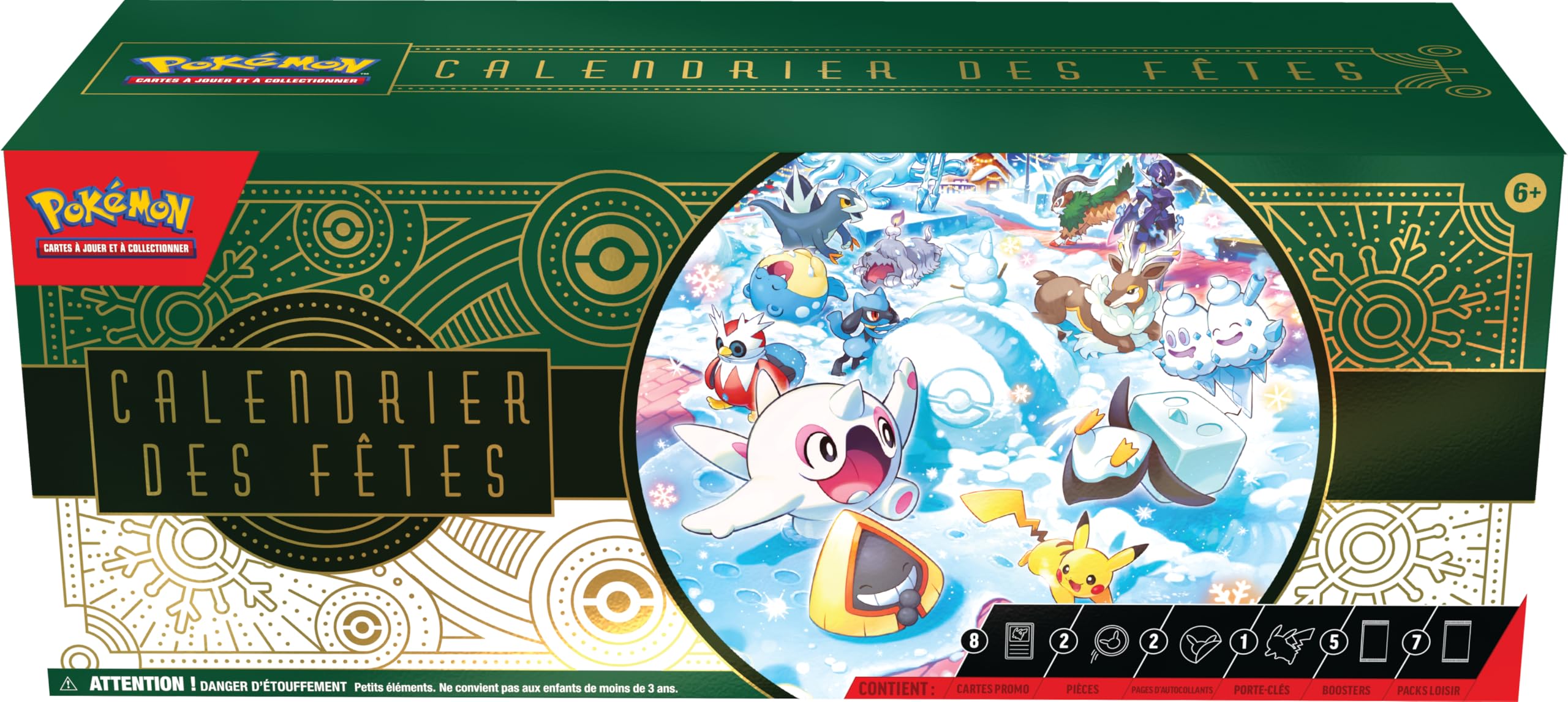 Pokémon TCG: Weihnachtskalender (8 glänzende Promokarten, 5 Booster und mehr)