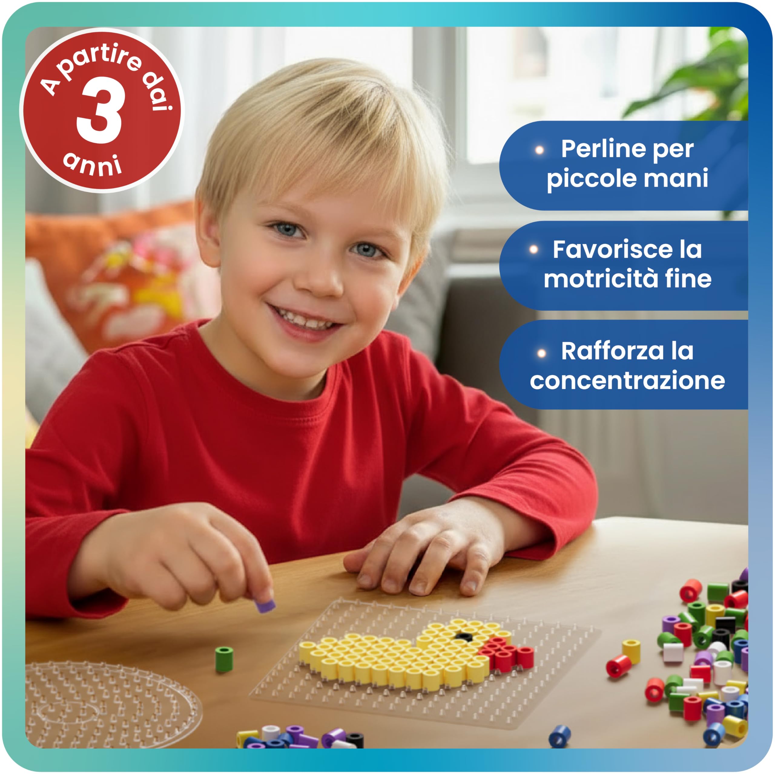 Kit Creativo Per Perline Da Stiro: 10 Sagome E 1000 Perline Colorate Per Bambini