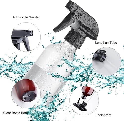 Miniatura 4 de Teyssor Botellas rociadoras de agua, paquete de 2 unidades, sin BPA, recipientes recargables de plástico de 10 onzas líquidas, botella de spray