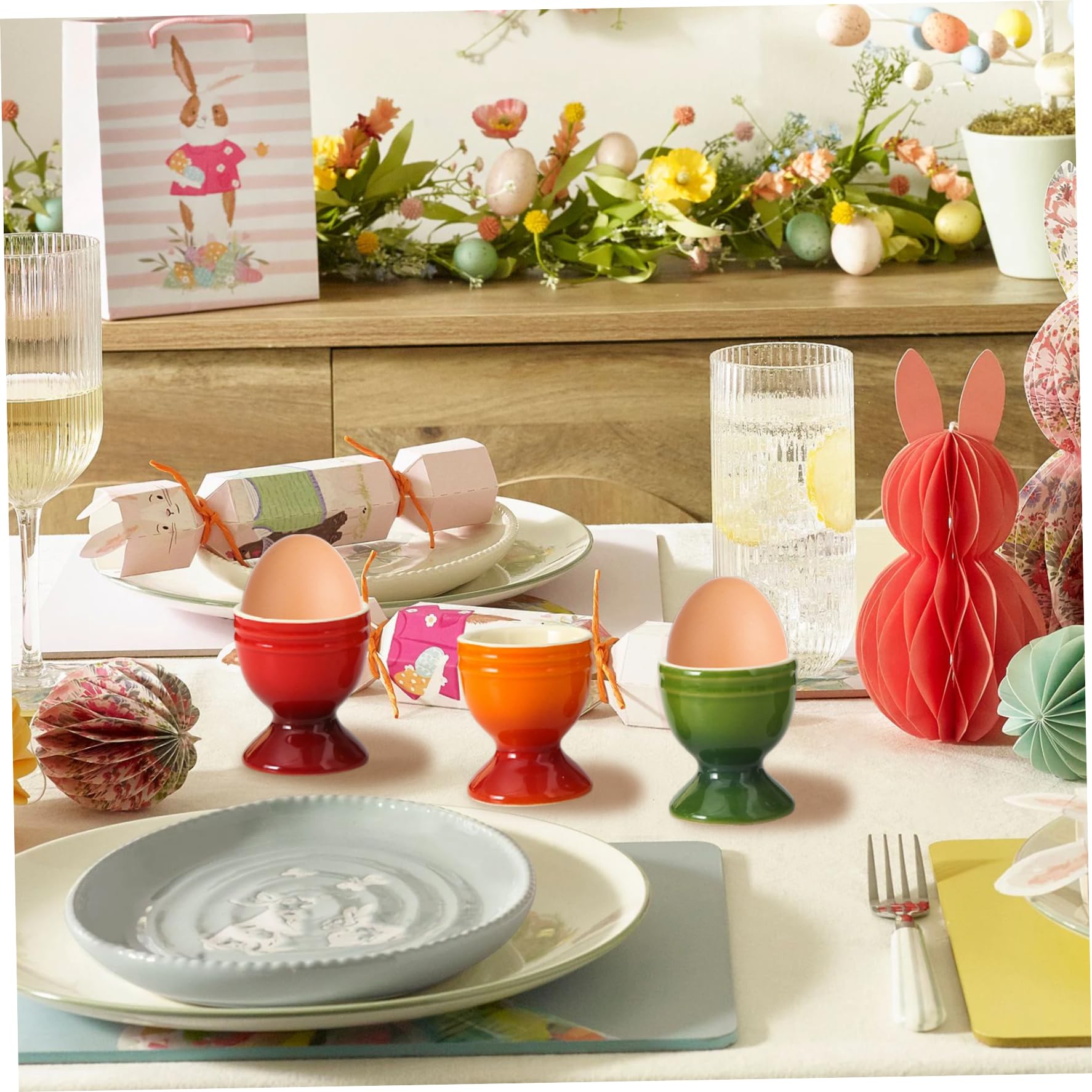 Lot de 6 coquetiers en céramique antidérapants pour œufs à la Coque, Organiseur de Rangement Pâques pour œufs à la Coque, Petit déjeuner, Brunch, fête 6, x 2 cm