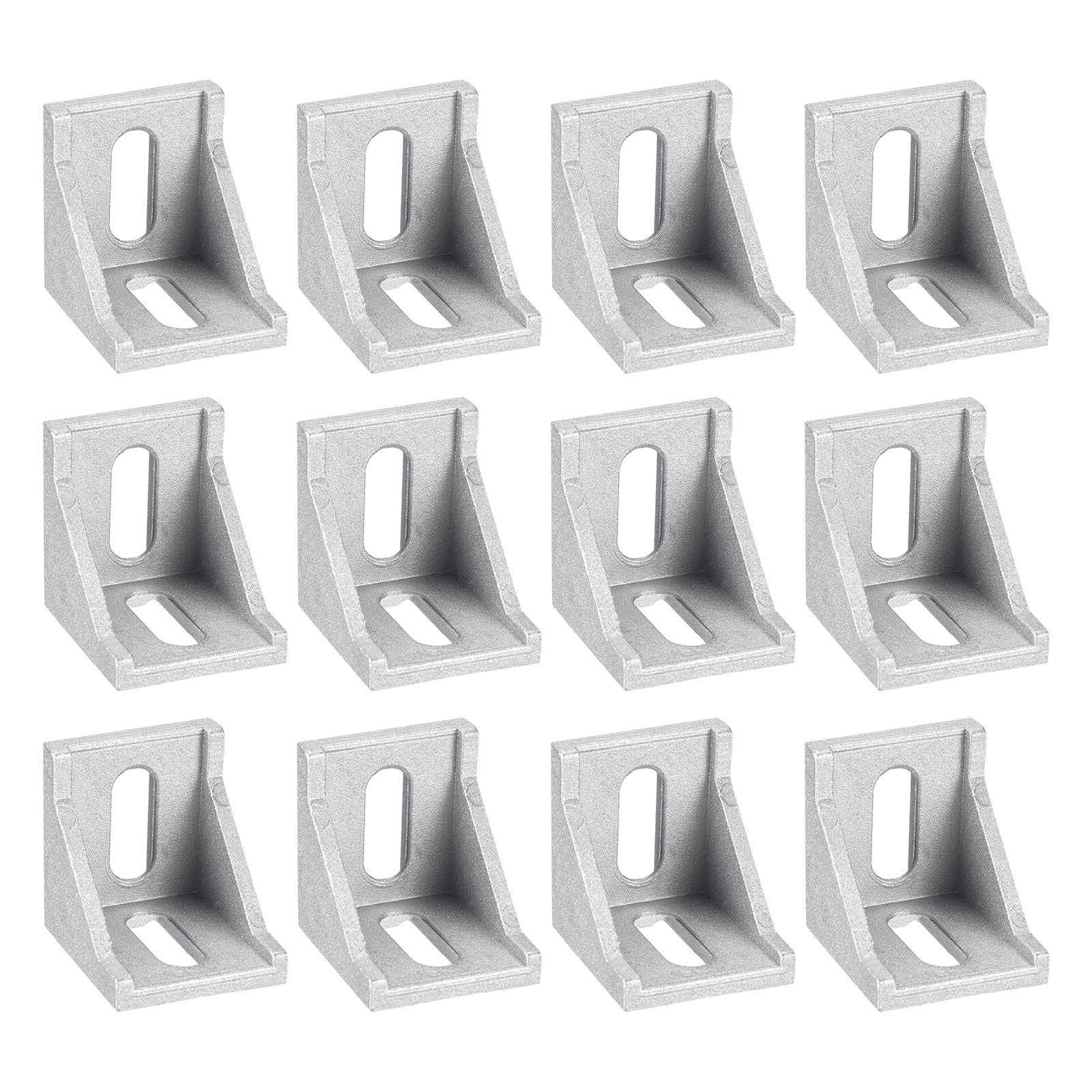 Unifizz 12 Sets T Slot Aluminium Extrusion Corner Brackets, 40x40x35mm Angle Connector for 4040 Series Aluminum Profile Extruded Frame Silver