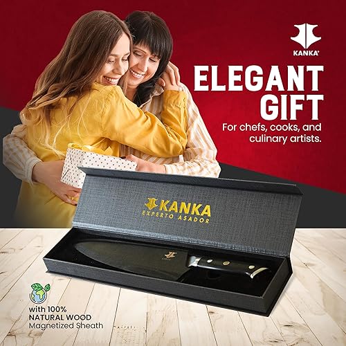 Miniatura 7 de Cuchillo de chef profesional de Damasco de 8 pulgadas. Acero Damasco de primera calidad de 67 capas, núcleo 10Cr, hasta 62 HRC. Mango de fibra de