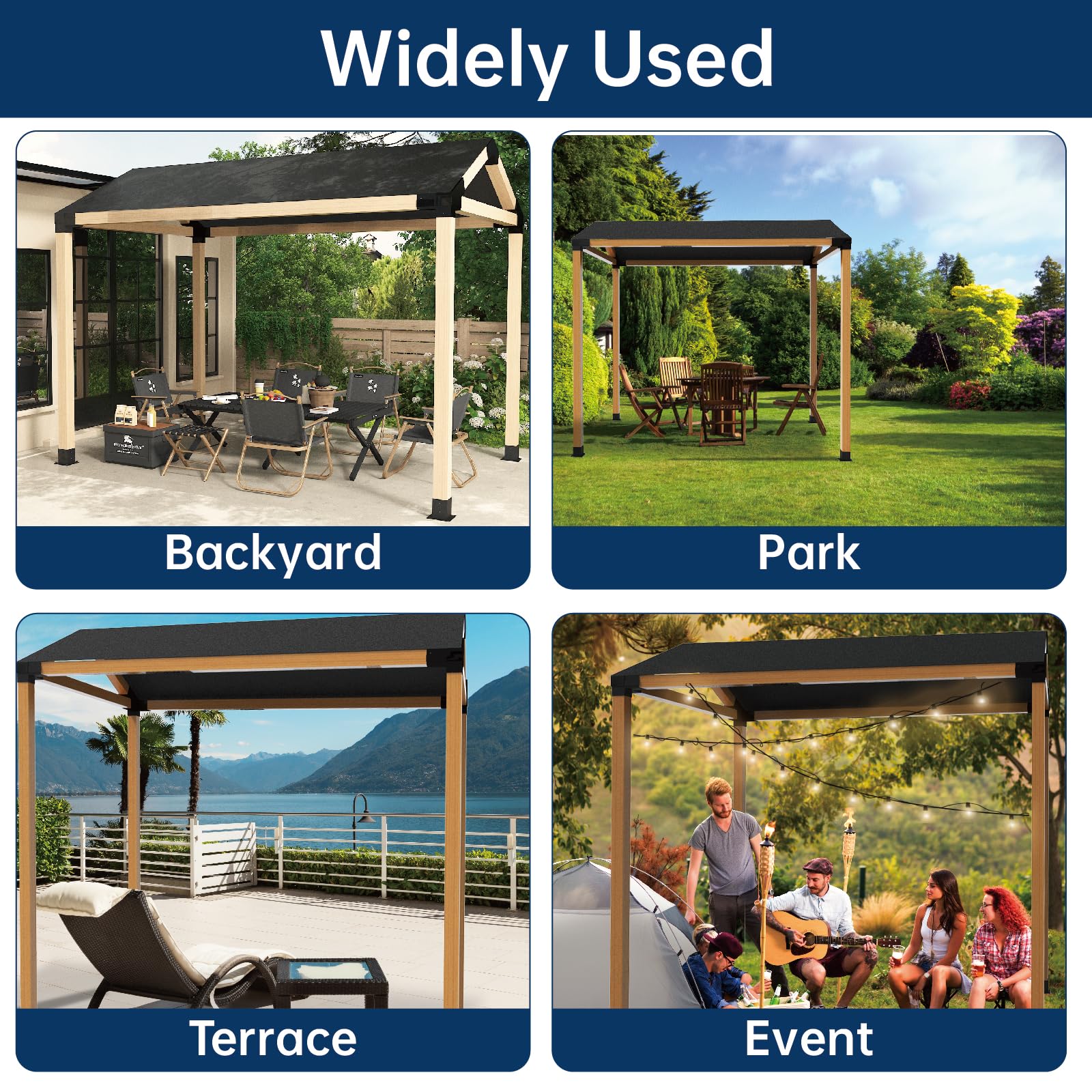 TROPTOLKY Pergola Halterungsset | 30° Schräge Dach-Wandhalterung | Für 4x4 Holzpfosten | 12-teilig