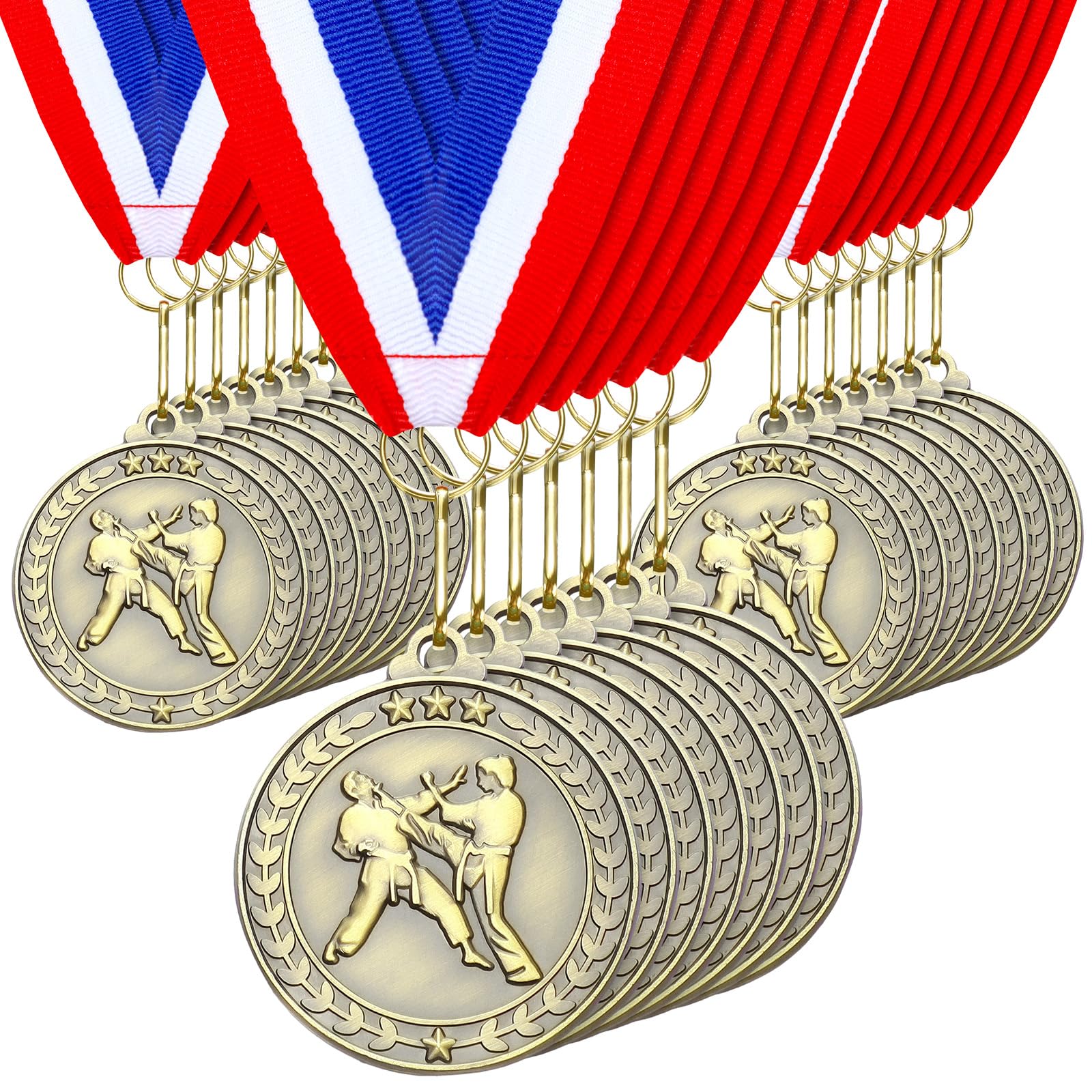 Remuuly 30 Pcs Award Medals Bulk 2'' Gold Trophy Award Winner Metal First Place with Neck Ribbons Award Prize Gift for Tournaments Match Sports