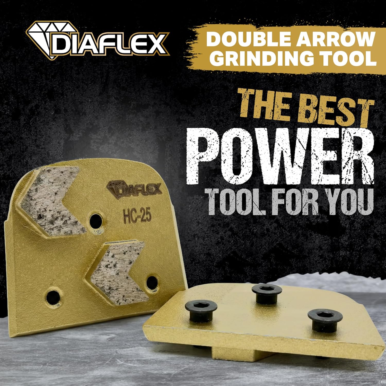 Diaflex Double Arrow Grinding Tool (HC) - 25 Grit Soft Bond, Quick Change Dovetail Trapezoid, Concrete Floor Preparation Tool, Compatible with Lavina, EDCO, Bartell Global & SASE, Pack of 3