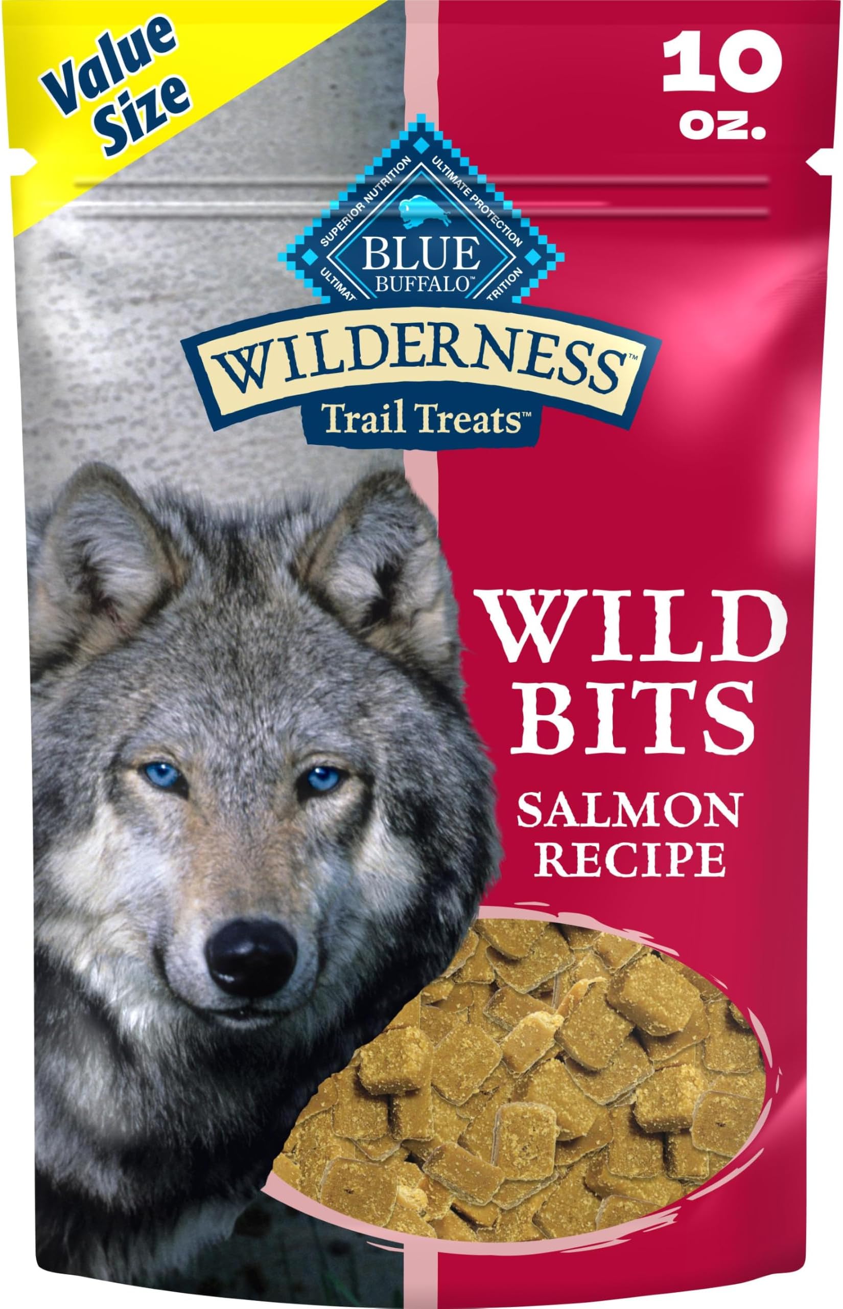 Wilderness Trail Treats Salmon Crunchy Dog Biscuits, Grain-Free & High-Protein, Bite-Sized Training Treats Made with Real Salmon & Natural Ingredients, 10-oz Bag